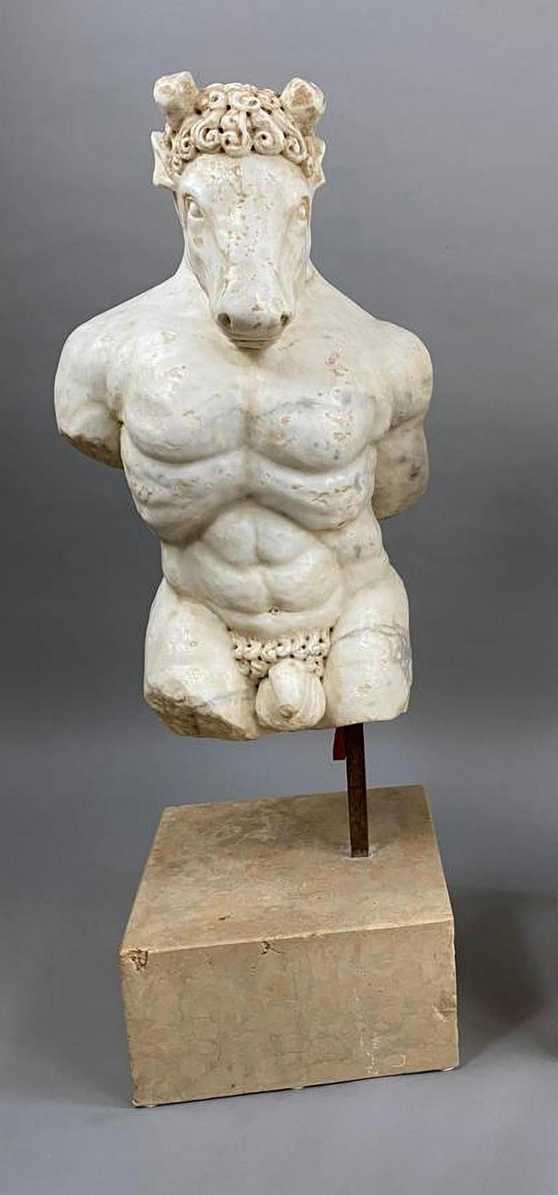 AMAZING MARBLE FIGURE OF THE MINOTAUR, 17th Century Baroque Style, Italy. For Sale 3