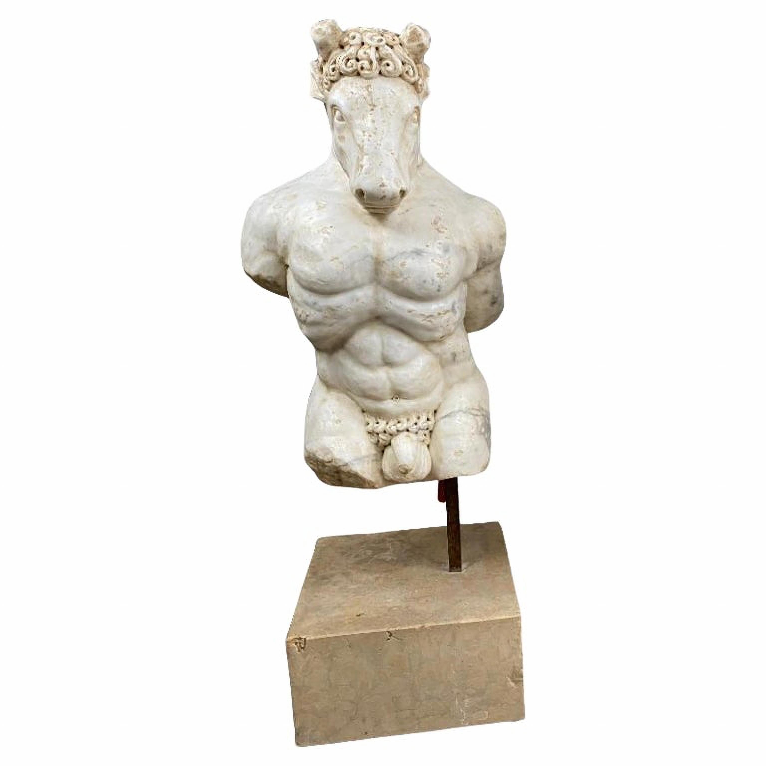 Italian AMAZING MARBLE FIGURE OF THE MINOTAUR, 17th Century Baroque Style, Italy.