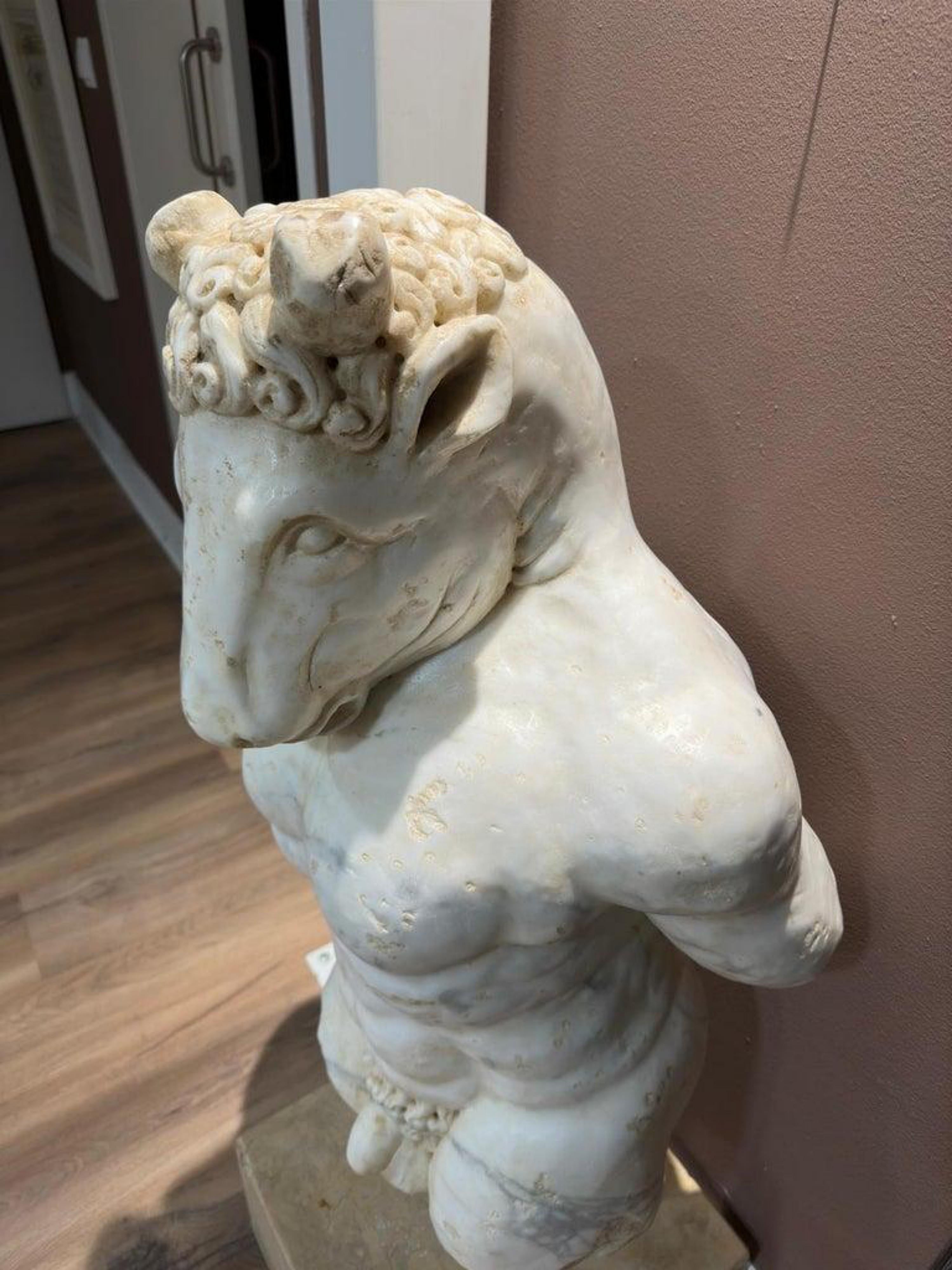 18th Century and Earlier AMAZING MARBLE FIGURE OF THE MINOTAUR, 17th Century Baroque Style, Italy. For Sale