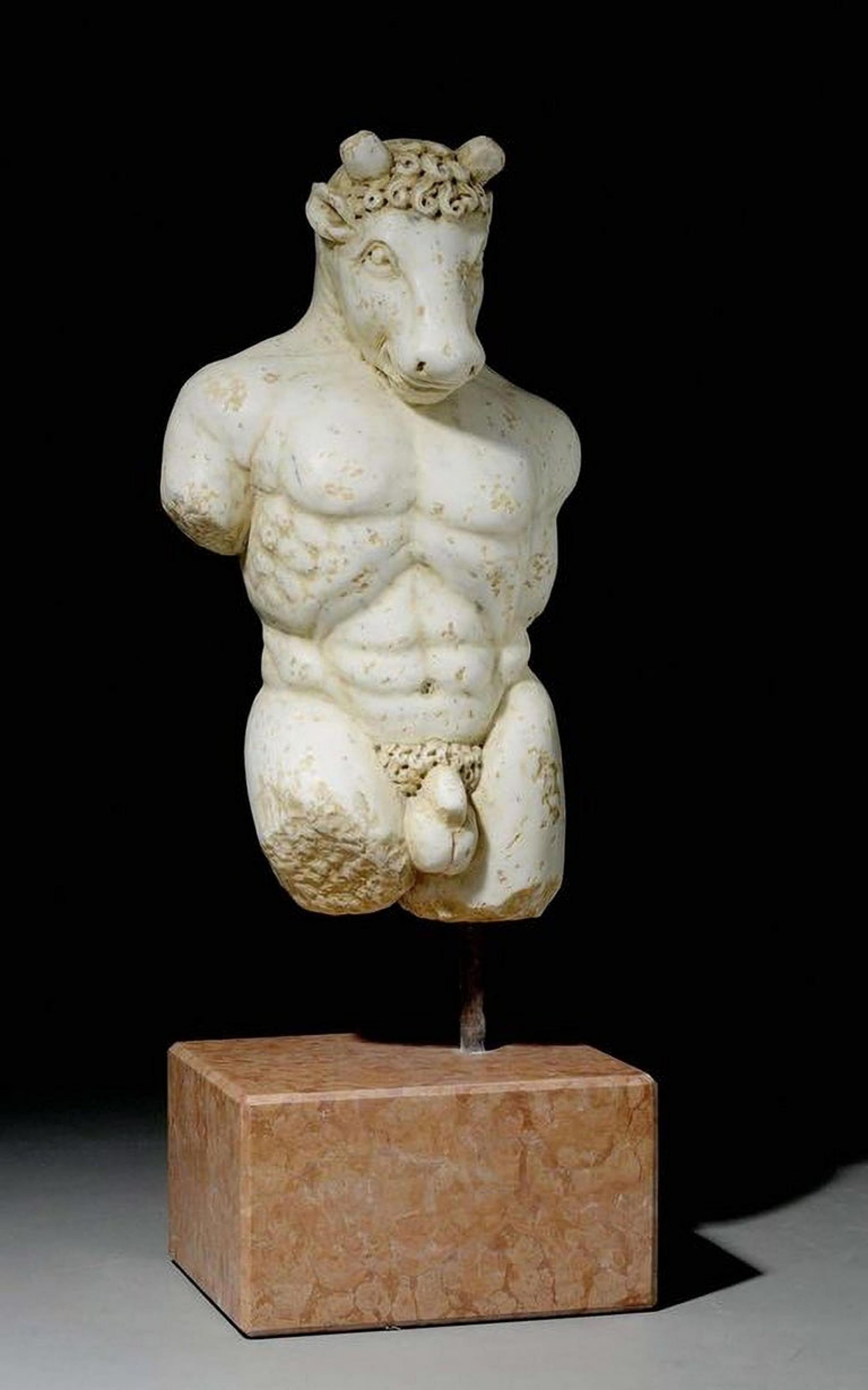 18th Century and Earlier AMAZING MARBLE FIGURE OF THE MINOTAUR, 17th Century Baroque Style, Italy. For Sale