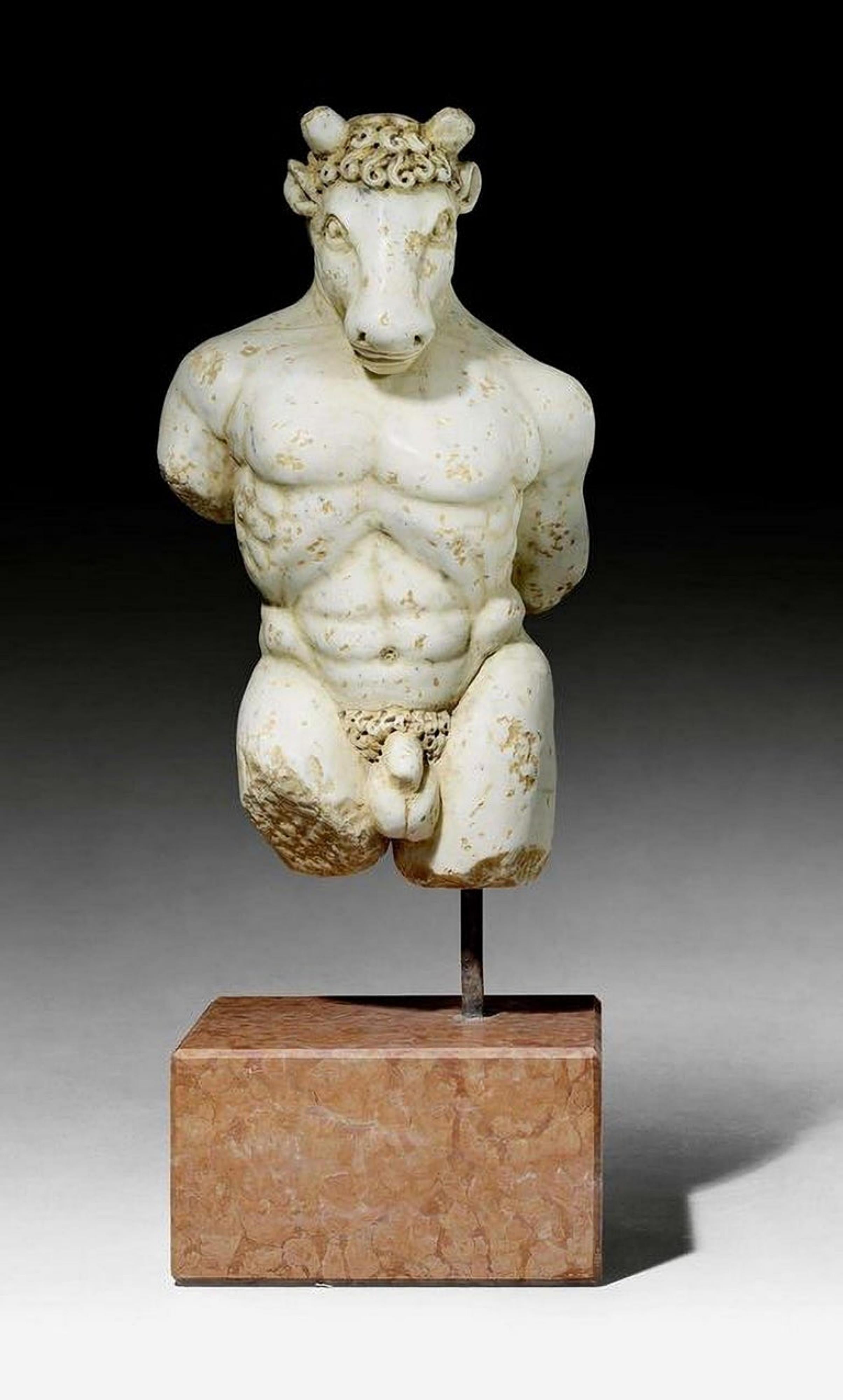 AMAZING MARBLE FIGURE OF THE MINOTAUR, 17th Century Baroque Style, Italy. For Sale 2