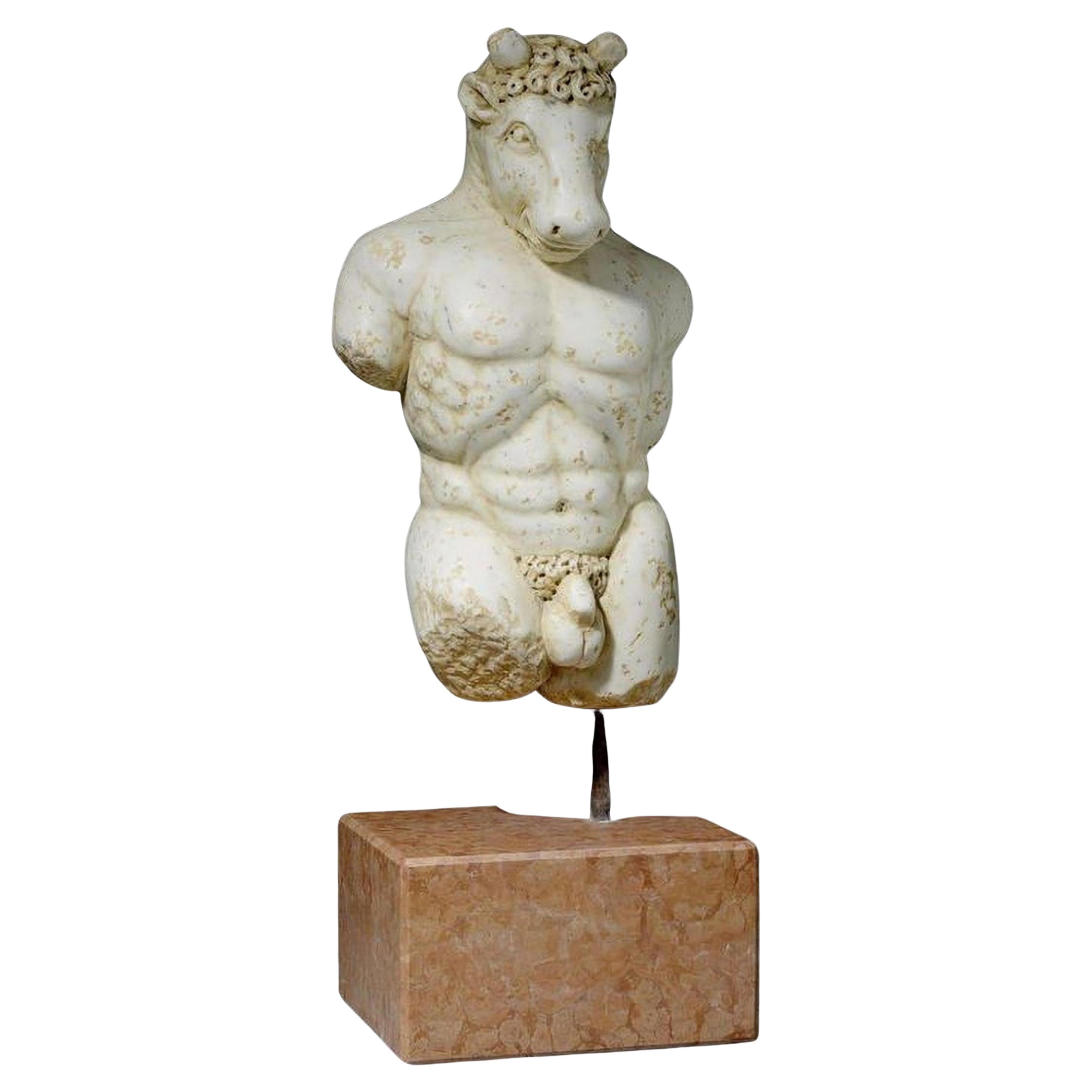 AMAZING MARBLE FIGURE OF THE MINOTAUR, 17th Century Baroque Style, Italy. For Sale