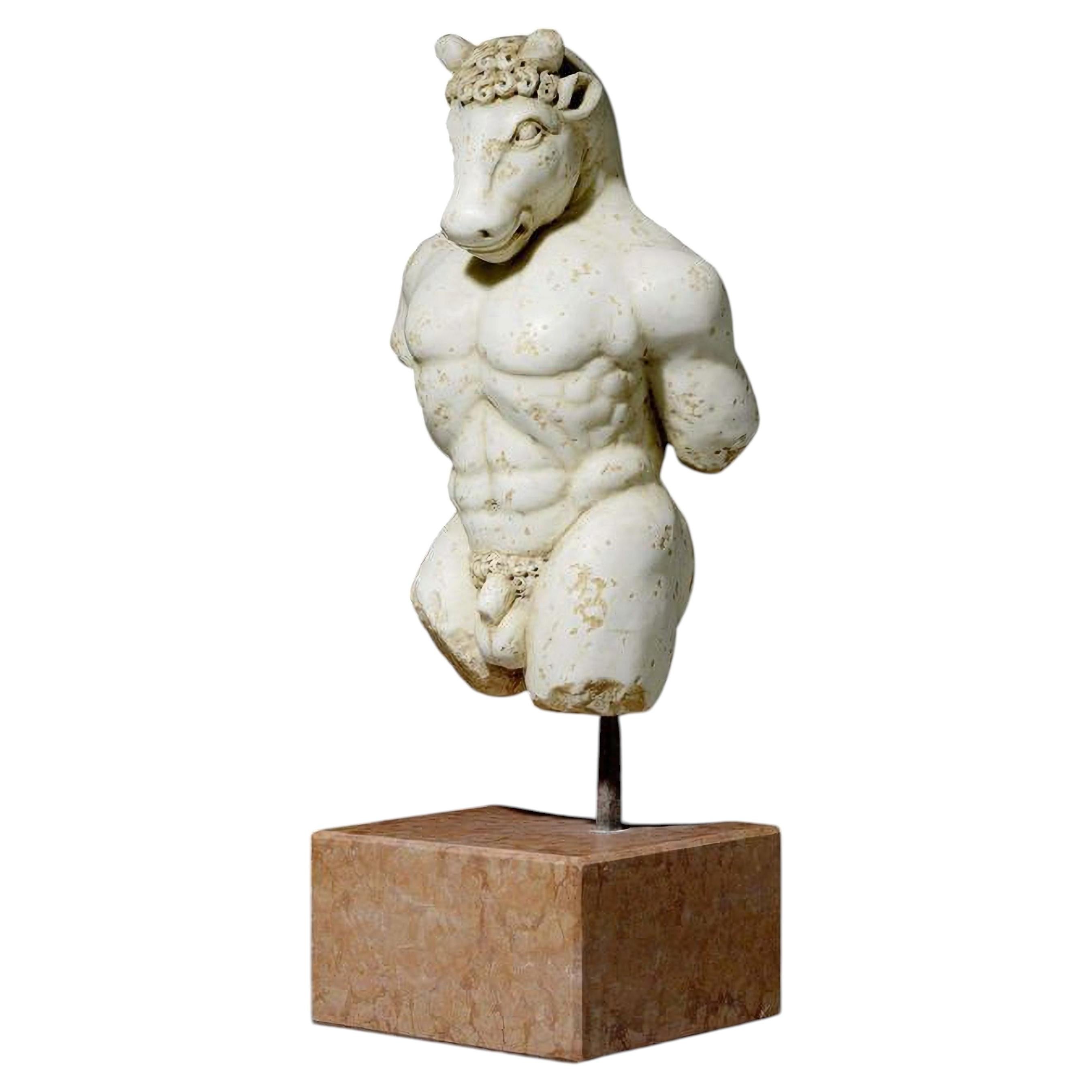 AMAZING MARBLE FIGURE OF THE MINOTAUR, 17th Century Baroque Style, Italy.