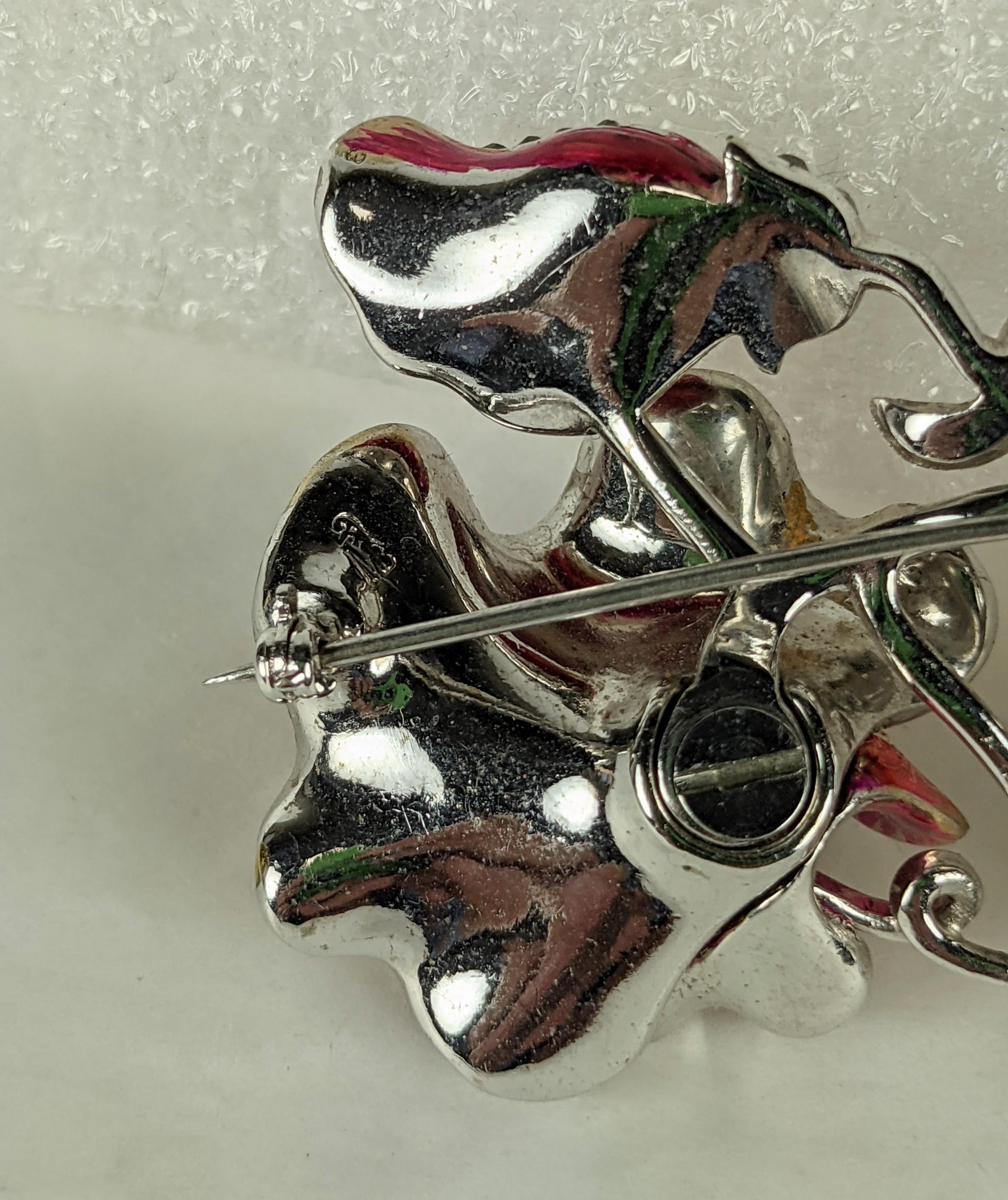 Amazing Marcel Boucher Enamel Sweet Peapod Brooch In Excellent Condition For Sale In New York, NY