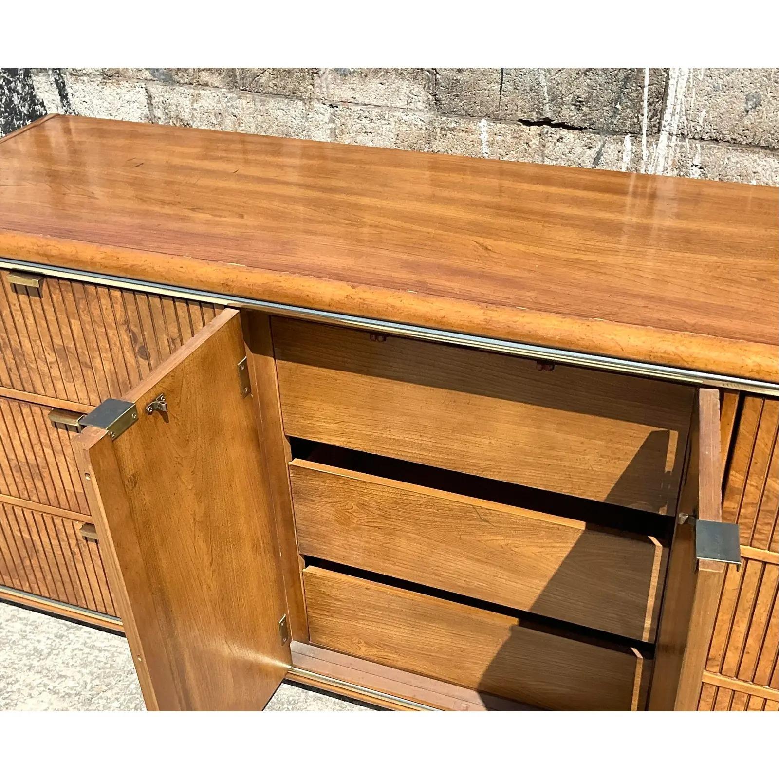 Amazing MCM American of Martinsville Ribbed Burl Wood Credenza 2