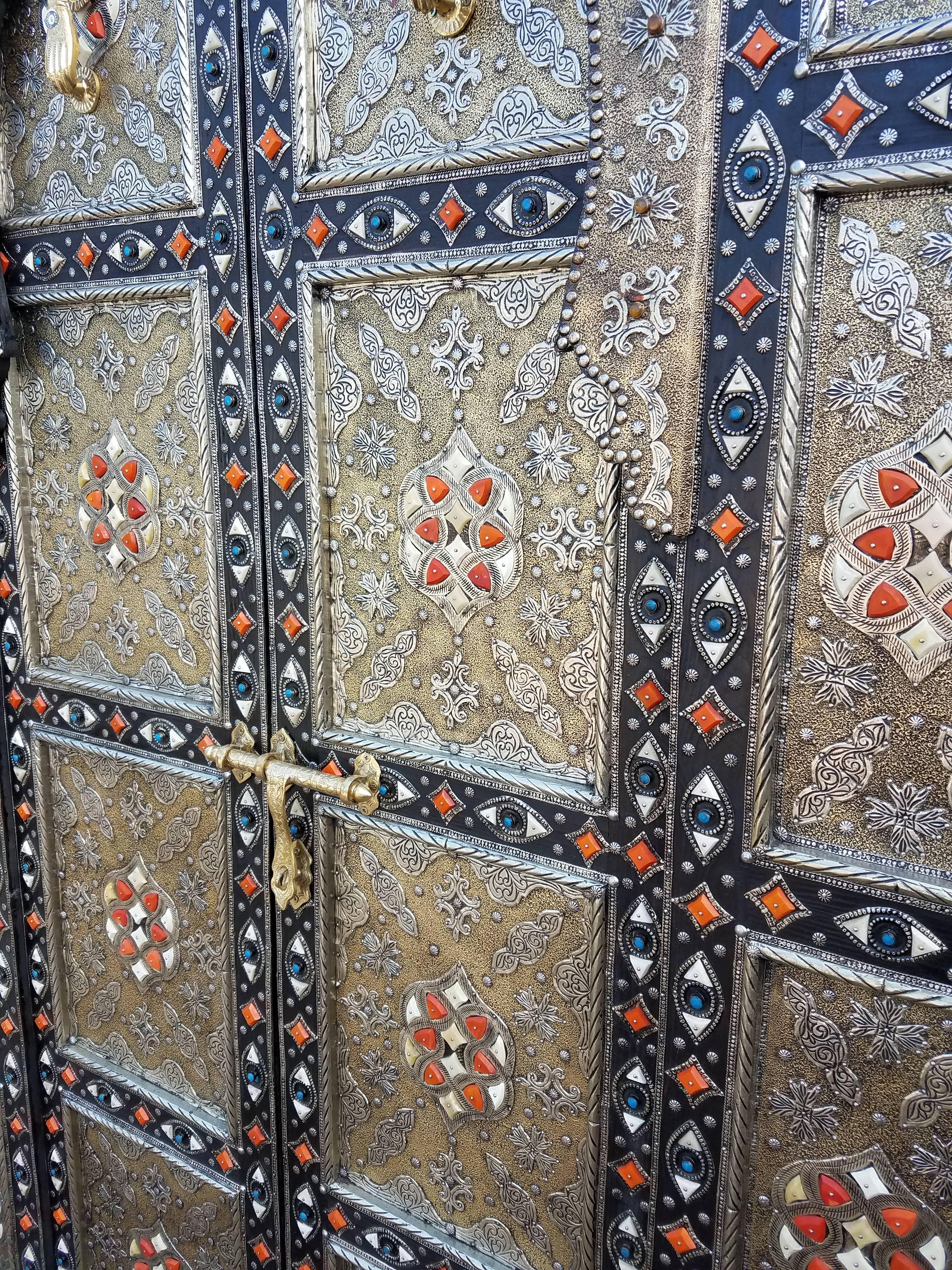 Contemporary Amazing Meknes Door All Inlaid, Moroccan For Sale