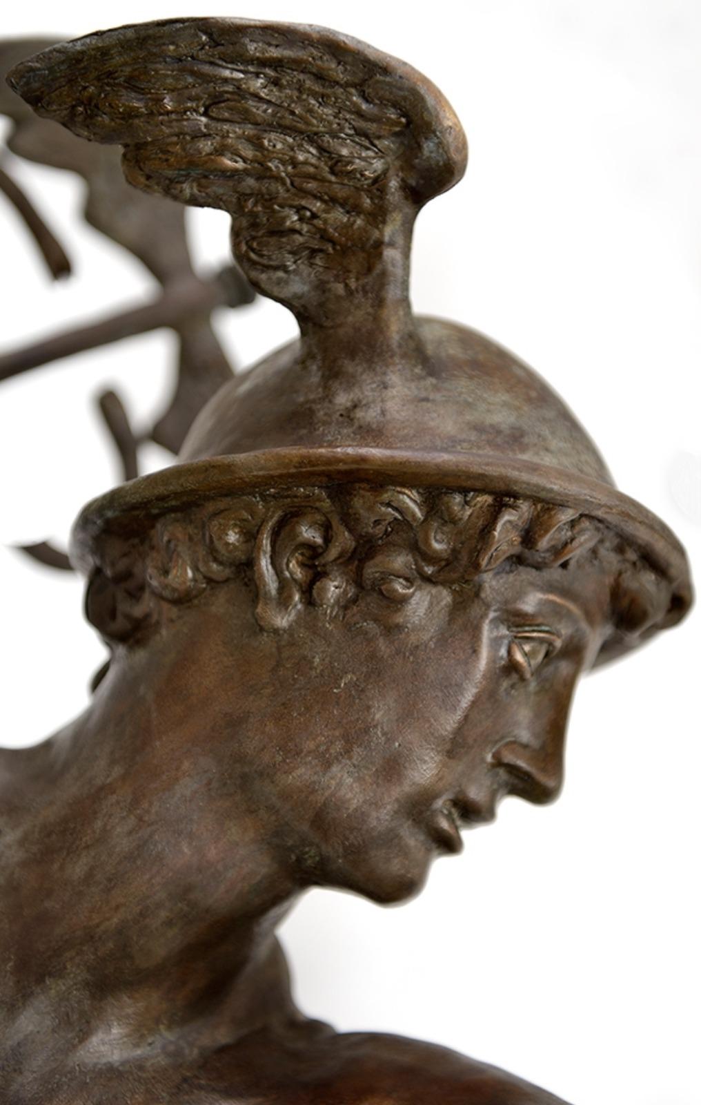 Moderne Incroyable sculpture de mercuré en bronze du 20ème siècle en vente