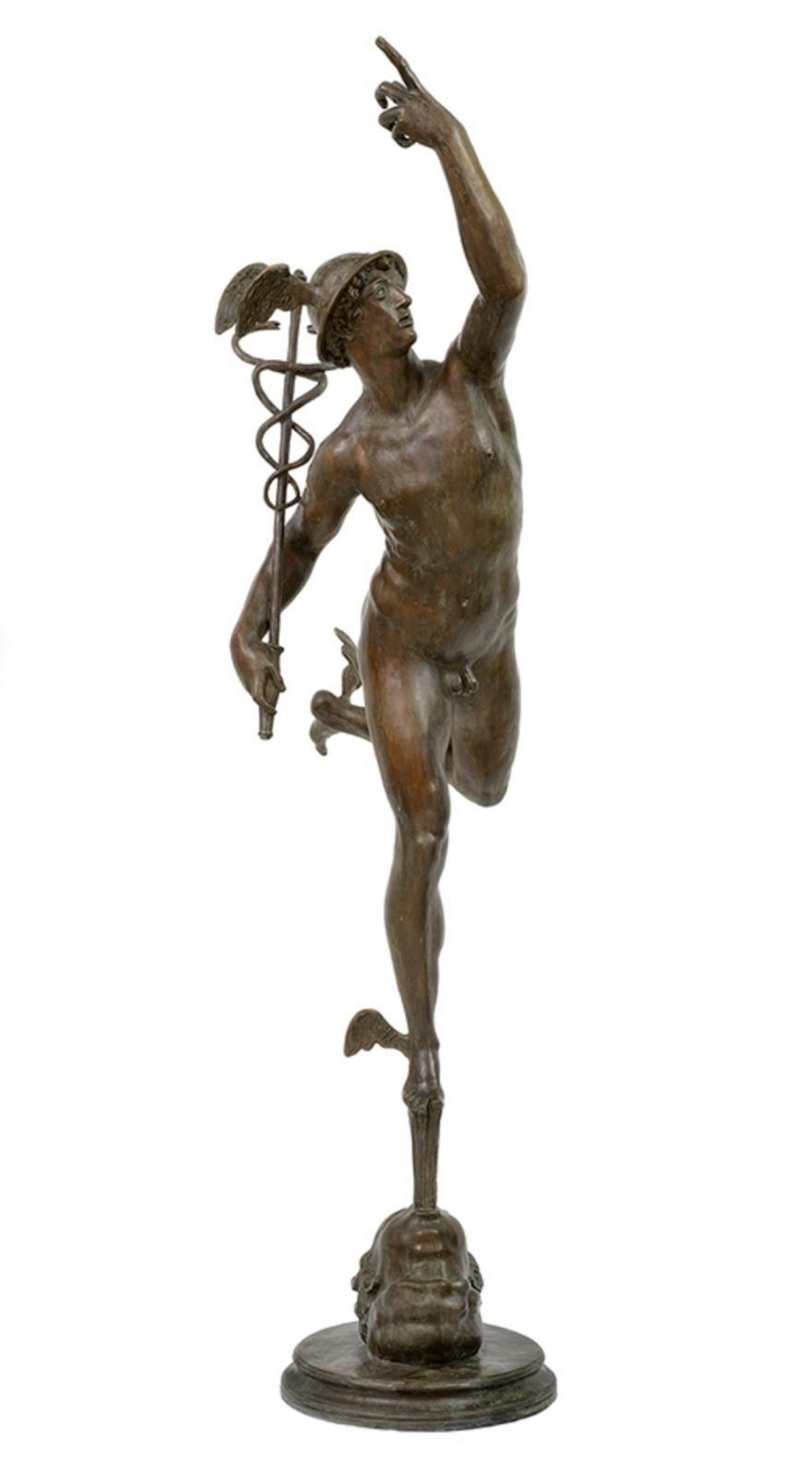 Fait main Incroyable sculpture de mercuré en bronze du 20ème siècle en vente