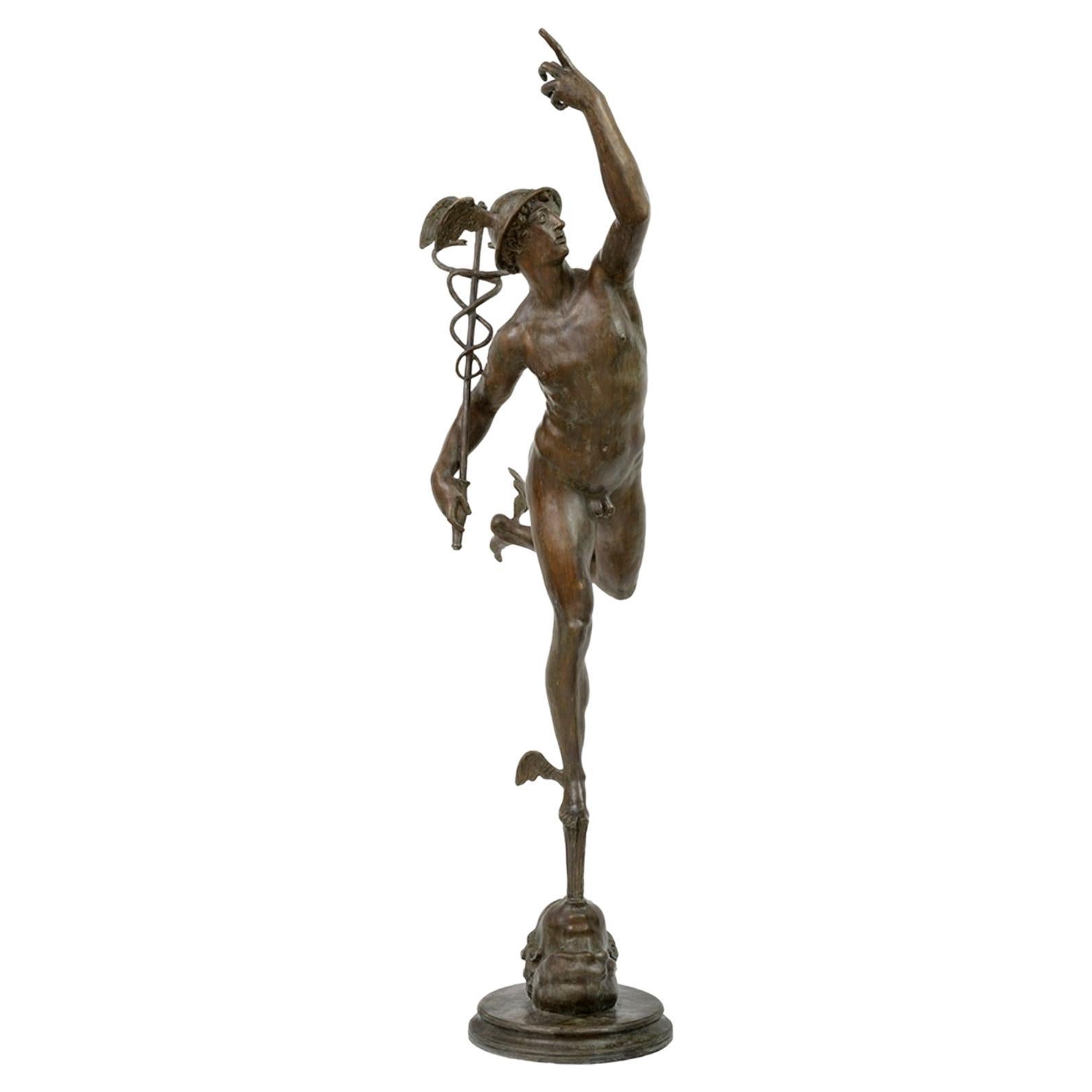Incroyable sculpture de mercuré en bronze du 20ème siècle