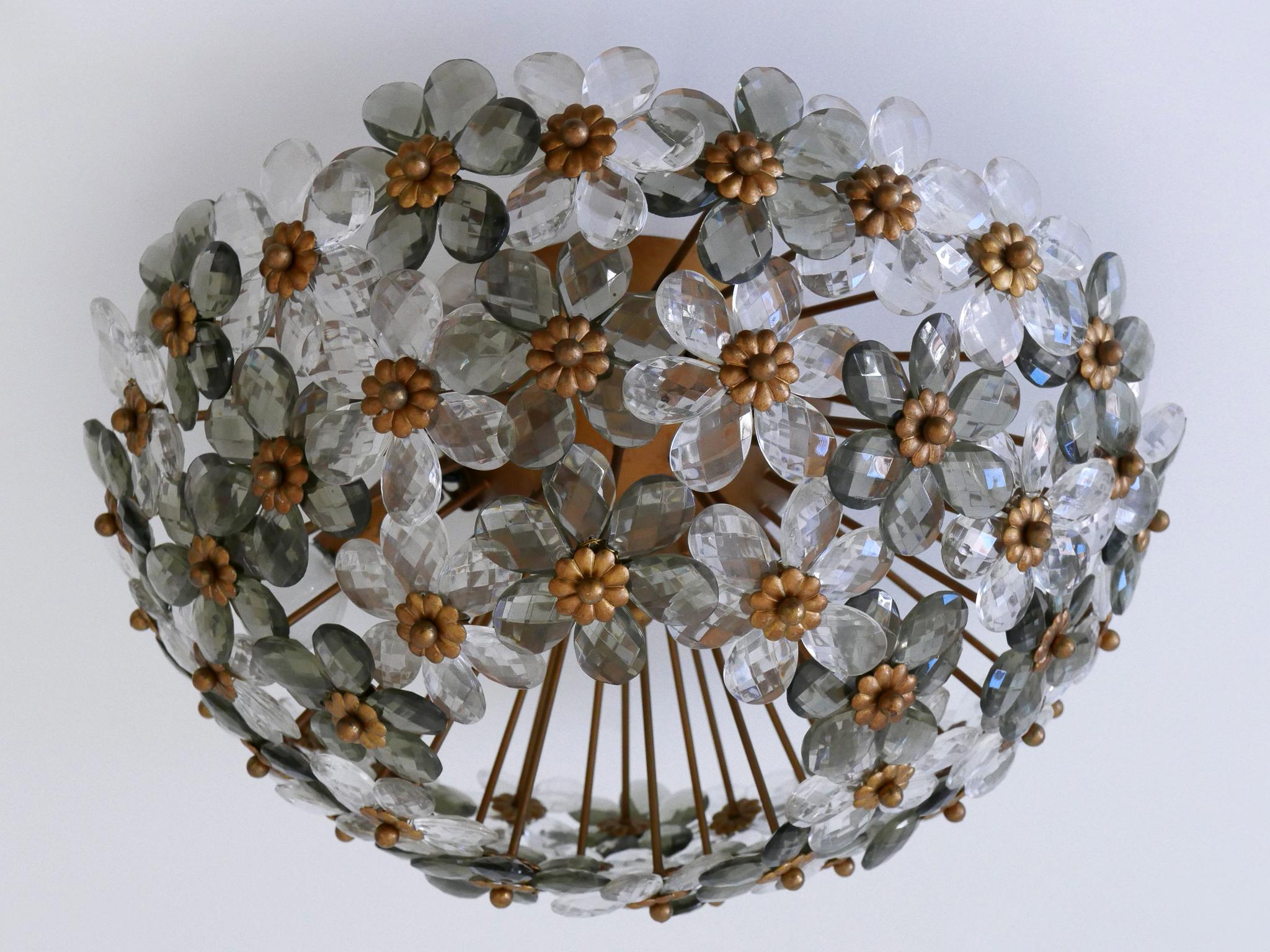 Mid-Century moderno Incredibile lampada floreale da soffitto o da incasso del metà del secolo scorso di Banci Firenze degli anni '70 in vendita
