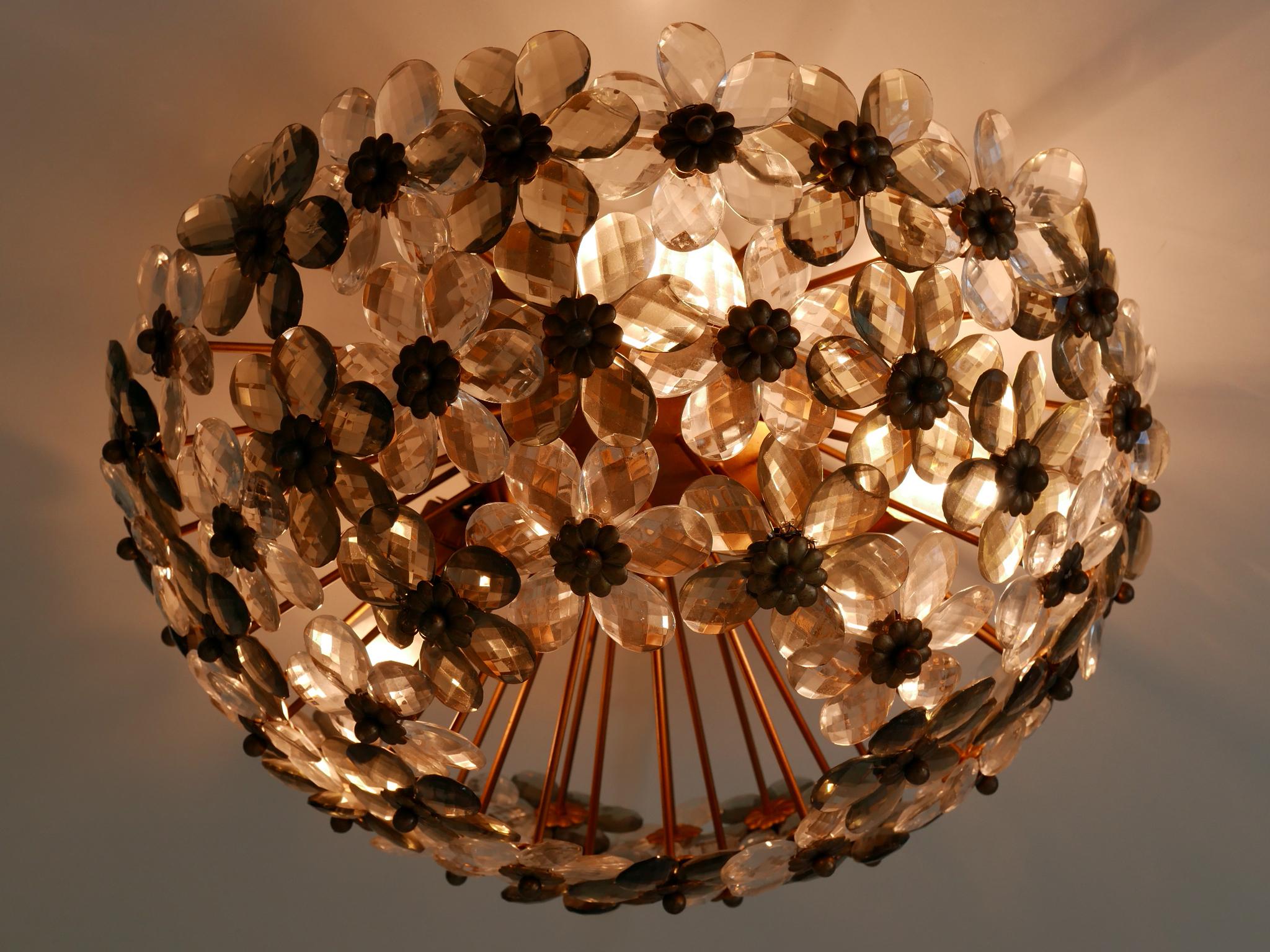 Italiano Incredibile lampada floreale da soffitto o da incasso del metà del secolo scorso di Banci Firenze degli anni '70 in vendita
