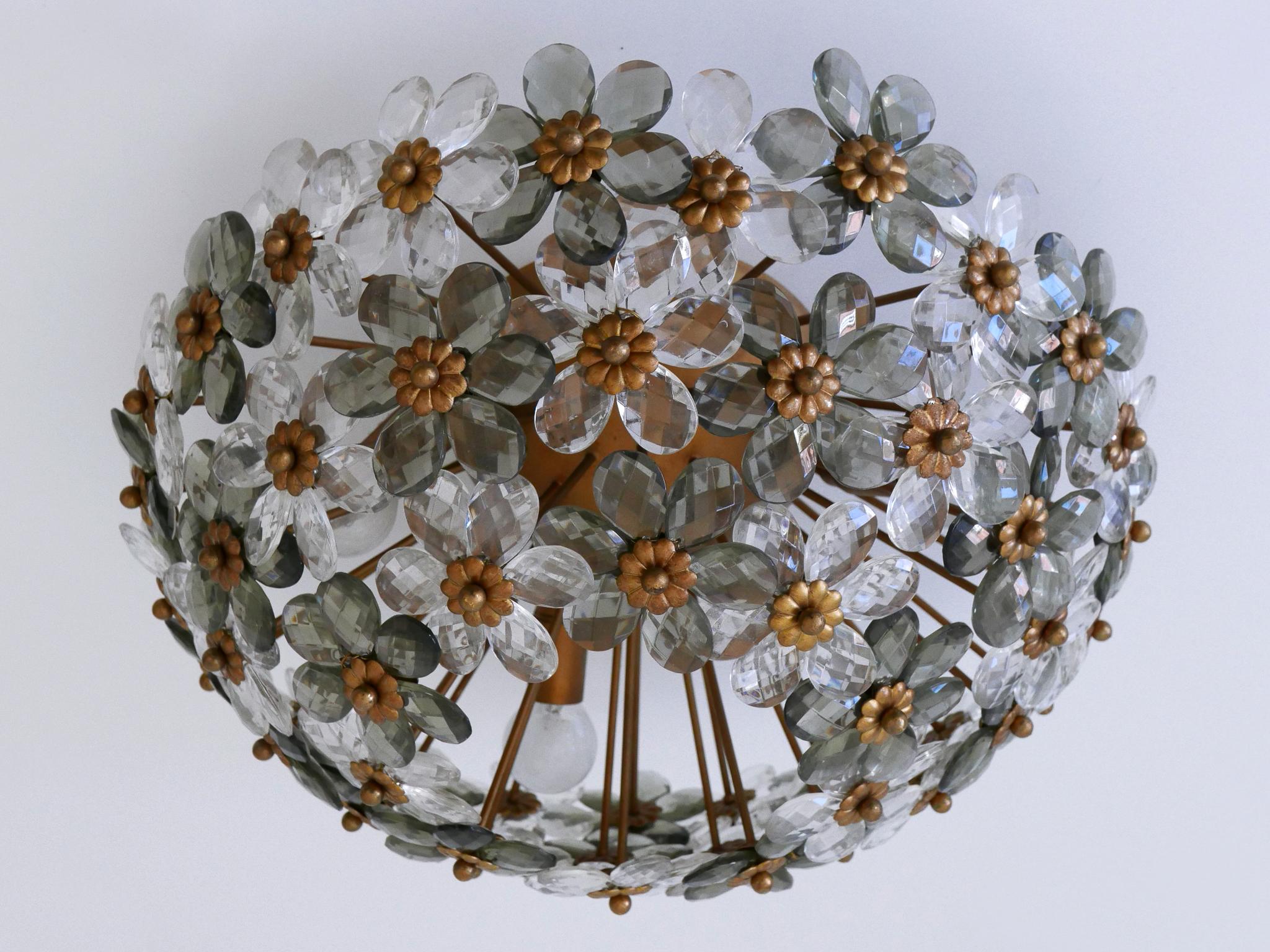 Metallo Incredibile lampada floreale da soffitto o da incasso del metà del secolo scorso di Banci Firenze degli anni '70 in vendita