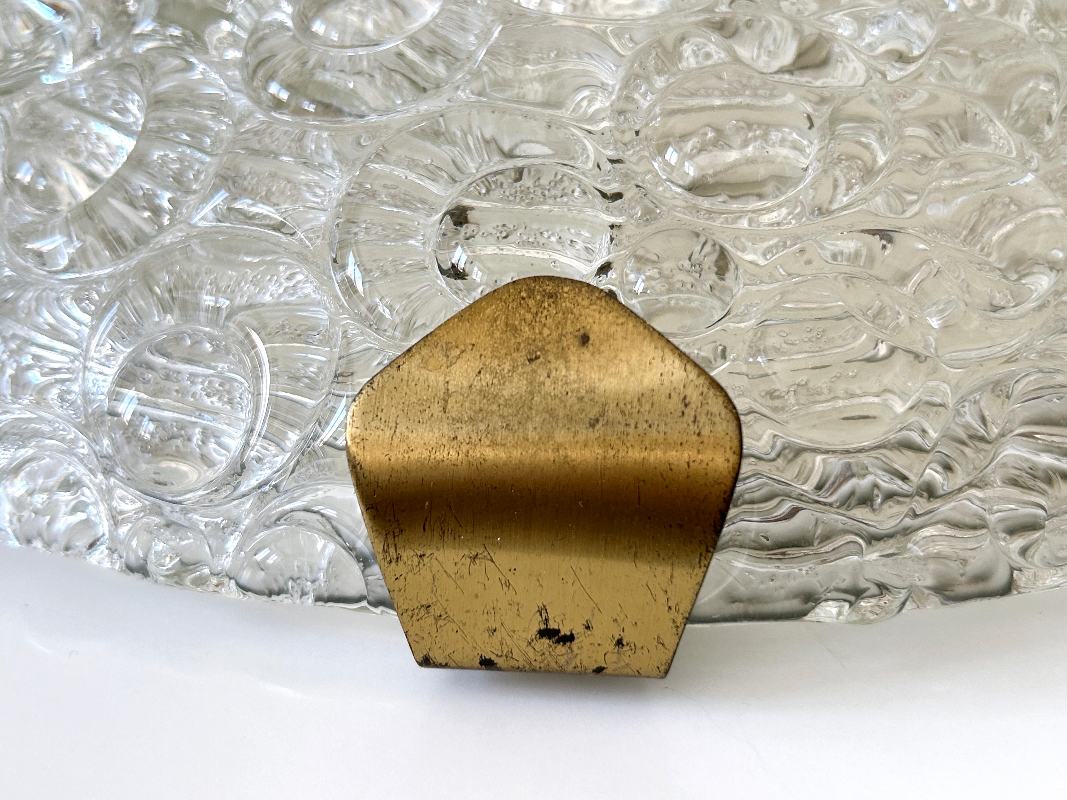 Erstaunlich Mid Century Eisglas Flush Mount oder Wandleuchter von A. Leclaire & Schäfer 1960s im Angebot 8
