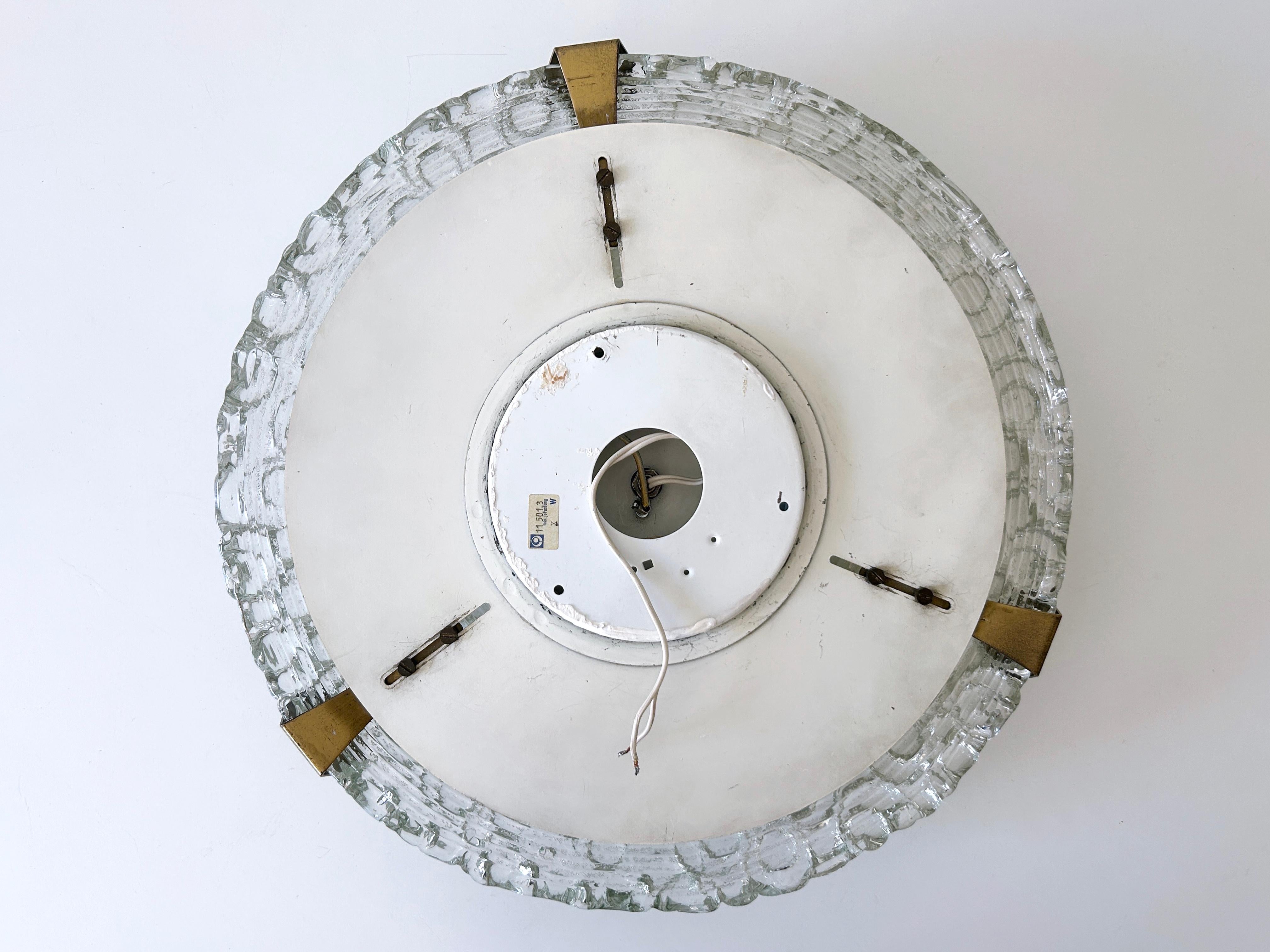 Erstaunlich Mid Century Eisglas Flush Mount oder Wandleuchter von A. Leclaire & Schäfer 1960s im Angebot 10