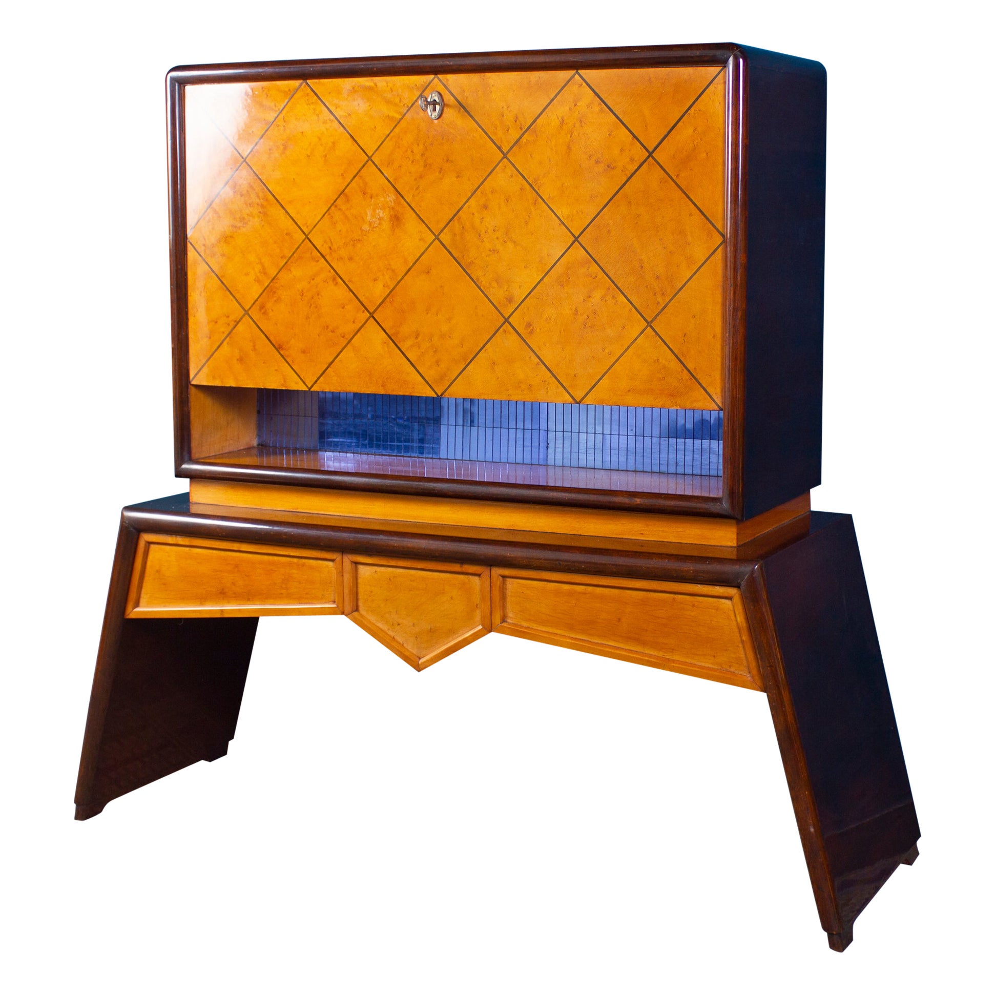 Incredibile mobile bar italiano di metà secolo 1940' attribuito a Osvaldo Borsani