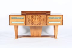 Amazing Mid Century Italian Console Table With Drop Down Bar Feature