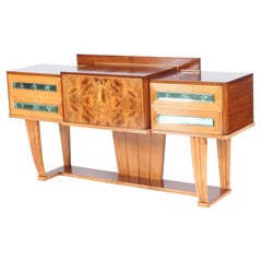 Amazing Mid Century Italian Console Table With Drop Down Bar Feature 