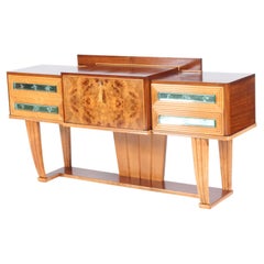 Amazing Mid Century Italian Console Table With Drop Down Bar Feature