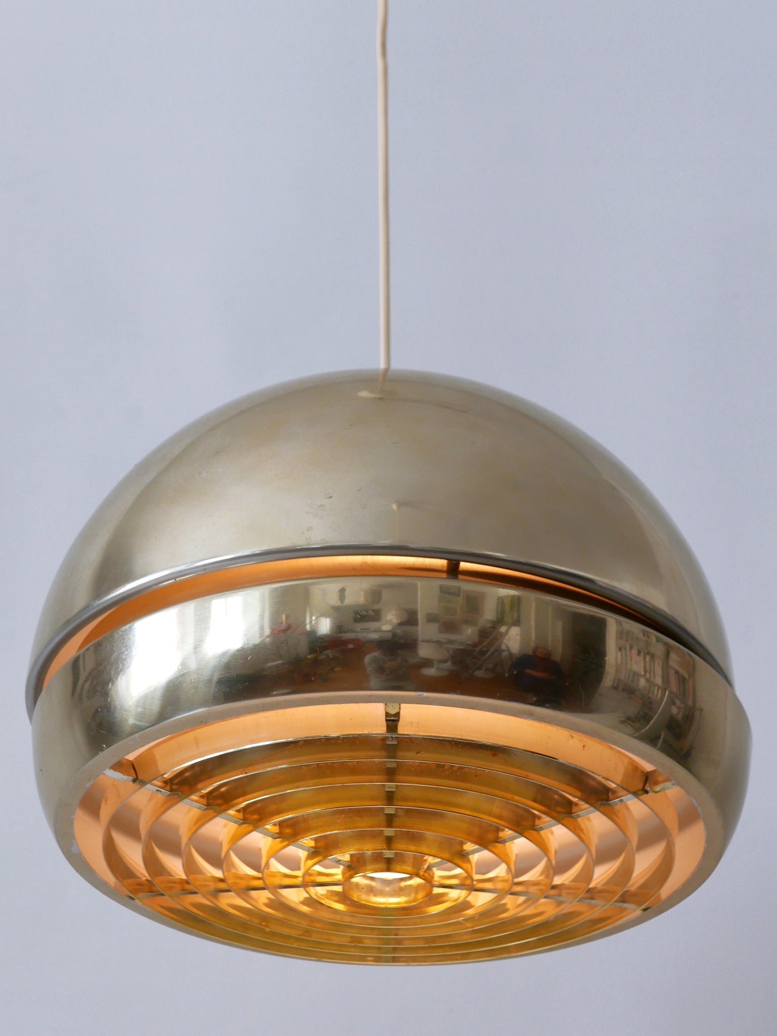 Amazing Mid-Century Modern Aluminium Pendant Lamp or Hanging Light Sweden 1960s For Sale 3