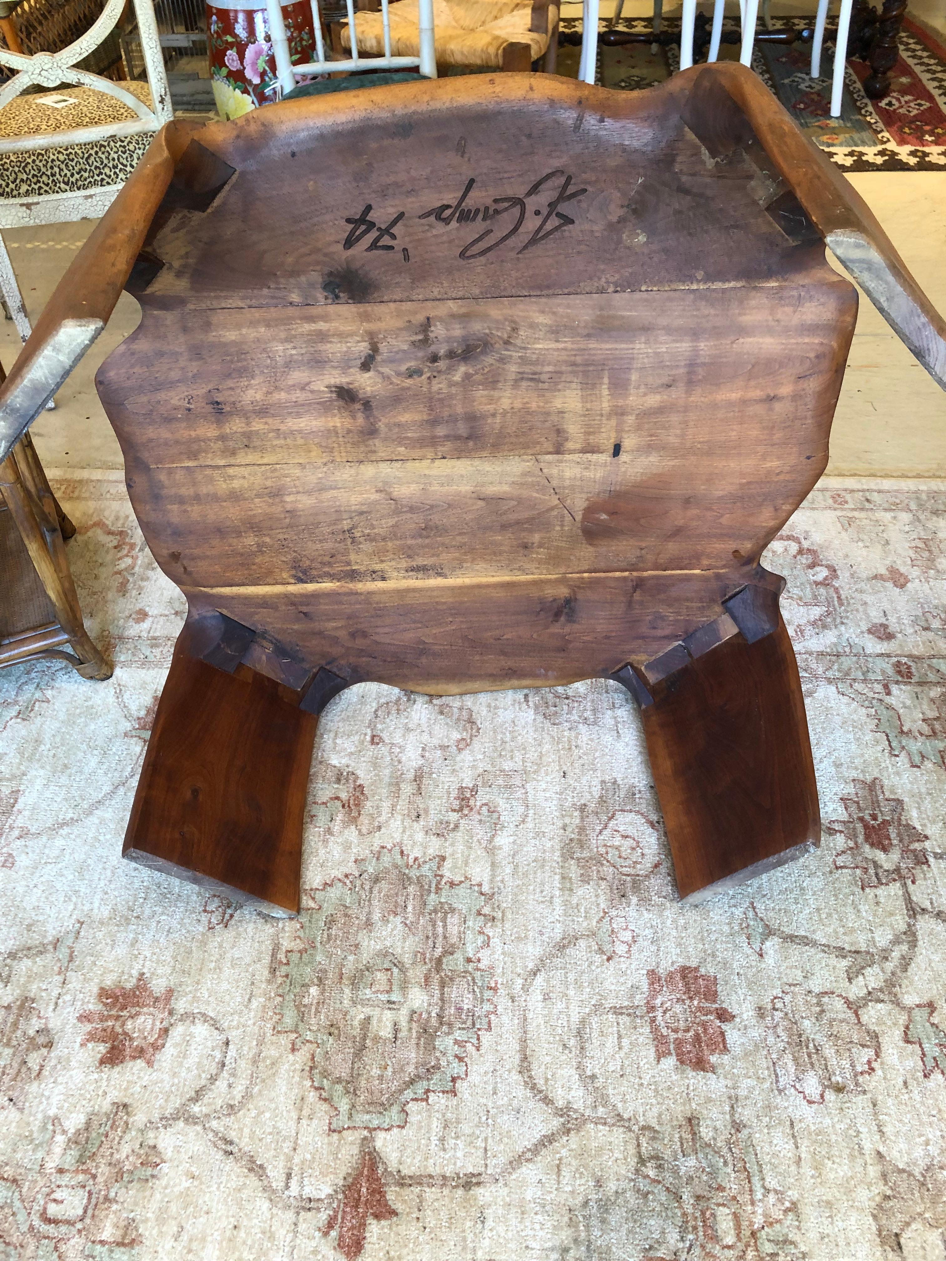 Amazing Mid Century Modern Artisan Hand Made Amoeba Shaped Walnut Coffee Table 8