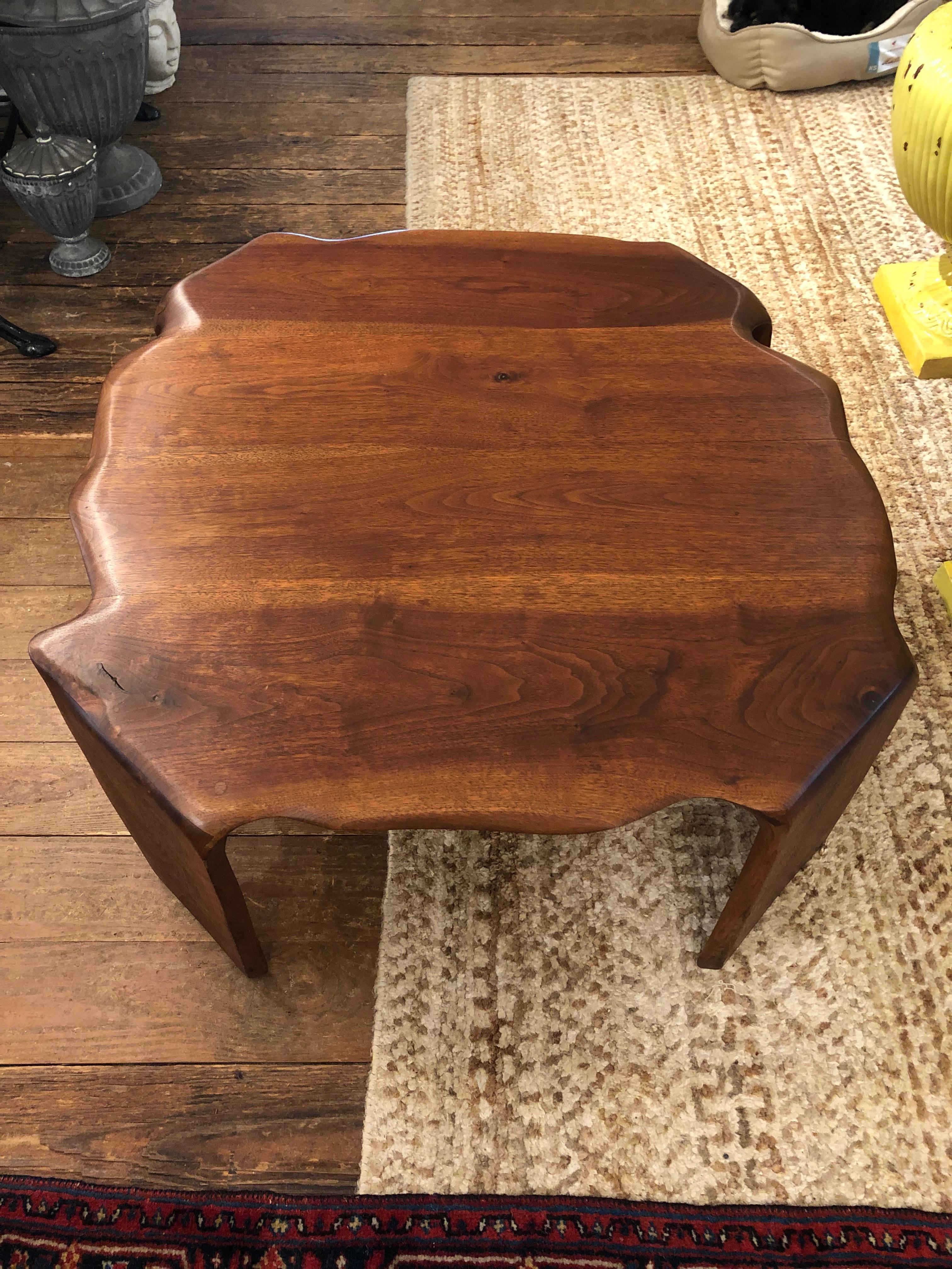 Mid-Century Modern Amazing Mid Century Modern Artisan Hand Made Amoeba Shaped Walnut Coffee Table