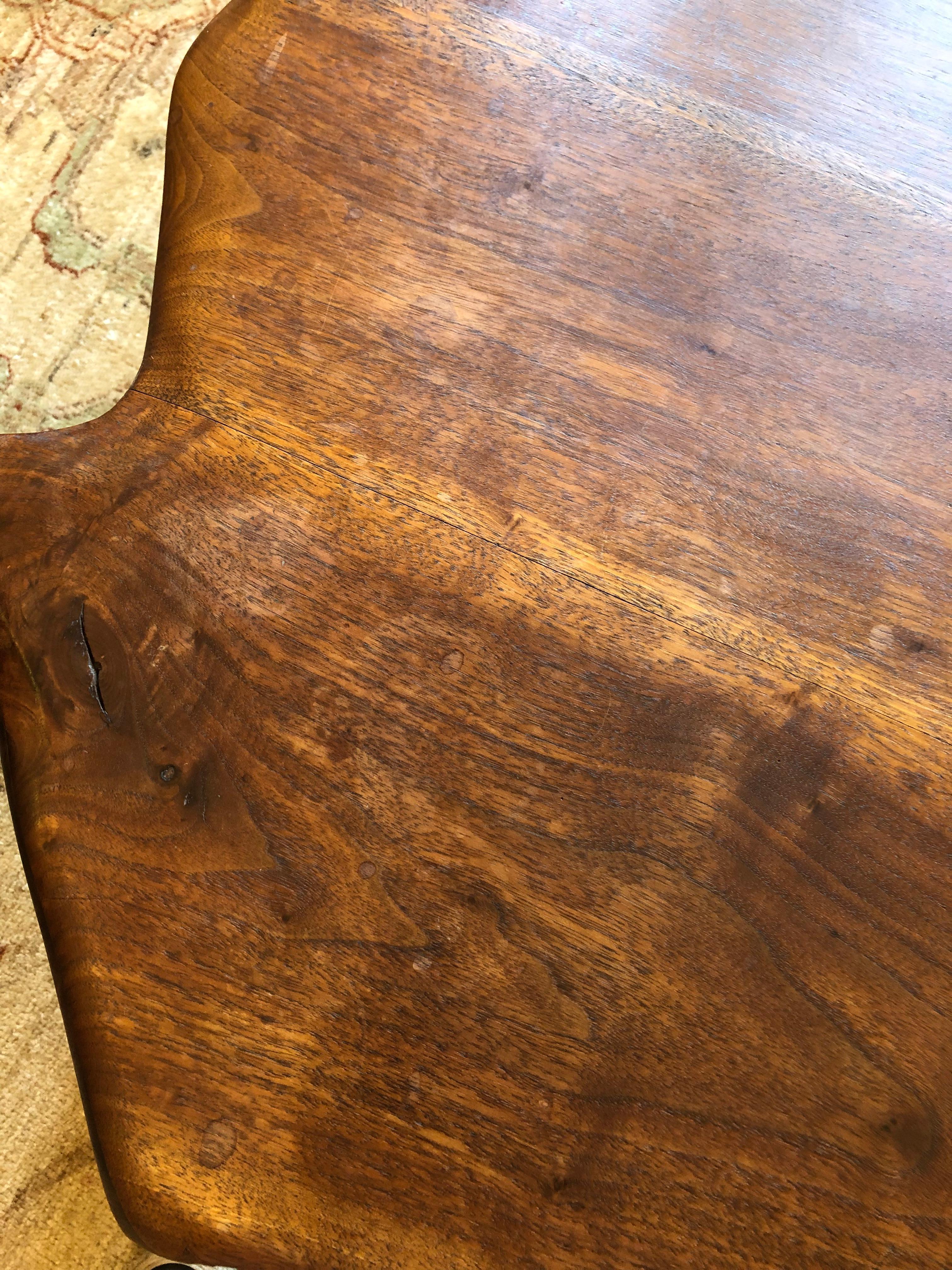 Amazing Mid Century Modern Artisan Hand Made Amoeba Shaped Walnut Coffee Table 2