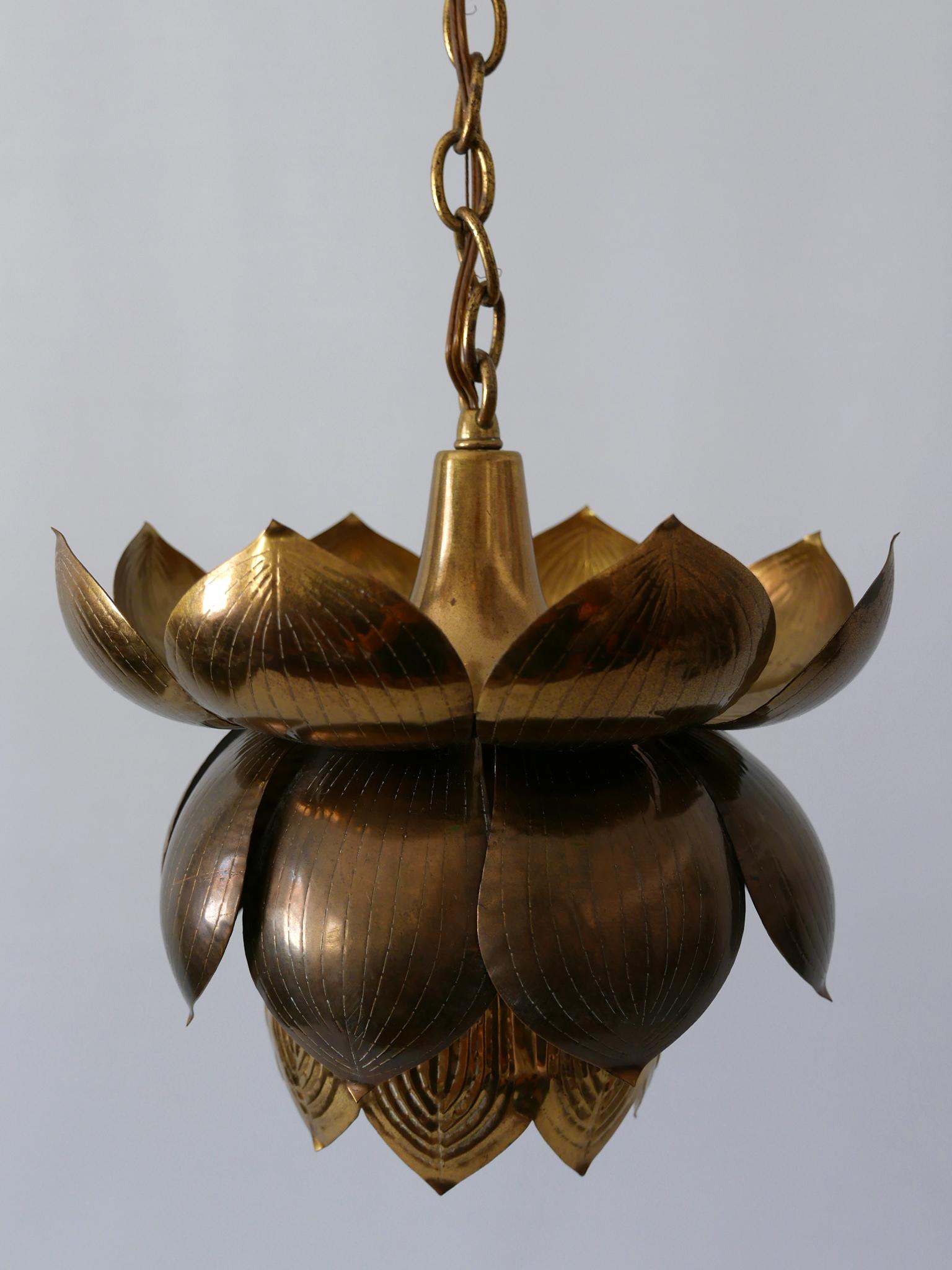 Amazing Mid-Century Modern Brass Lotus Pendant Lamp by Feldman Lighting, 1960s 2