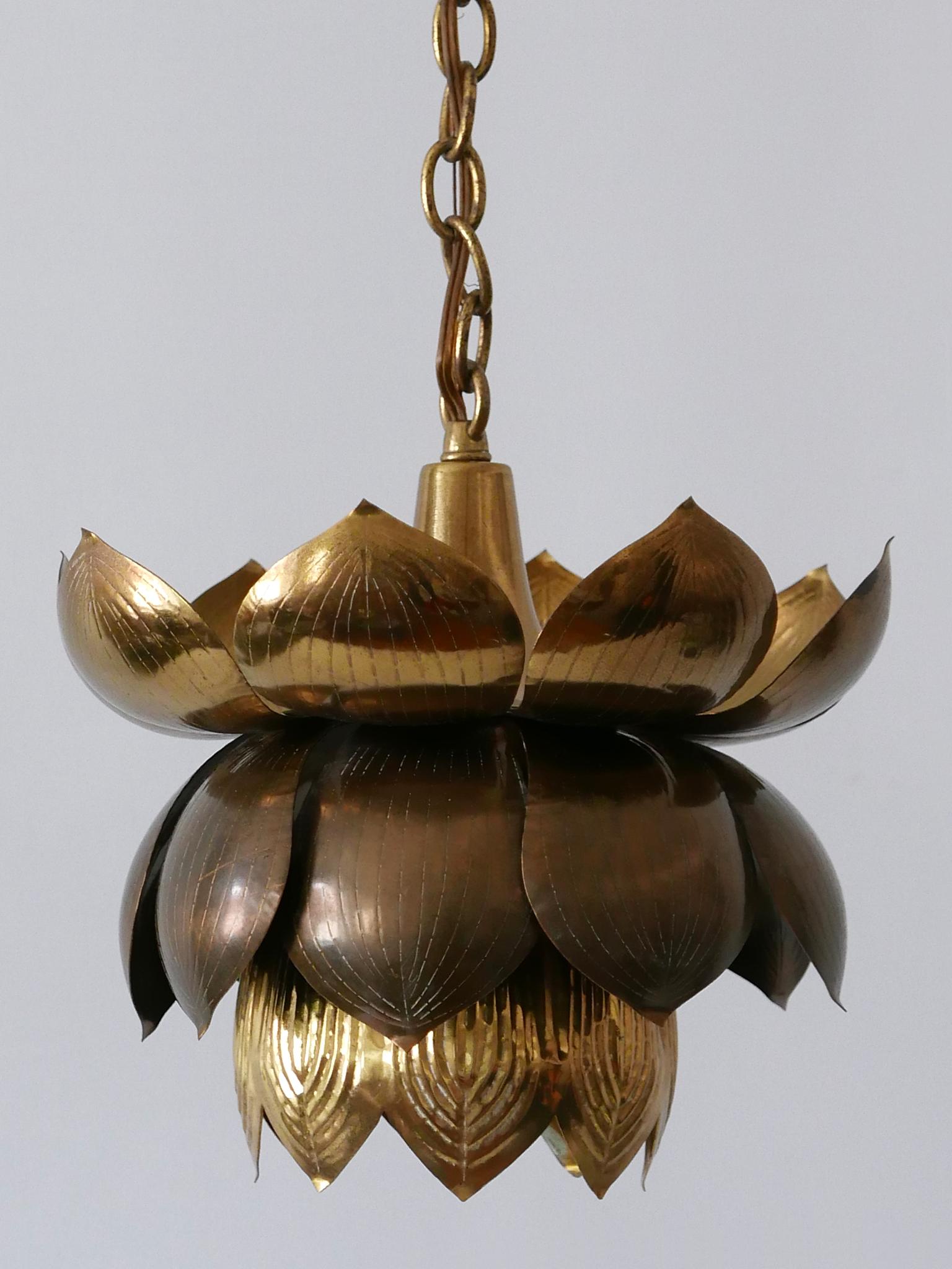 Amazing Mid-Century Modern Brass Lotus Pendant Lamp by Feldman Lighting, 1960s 3