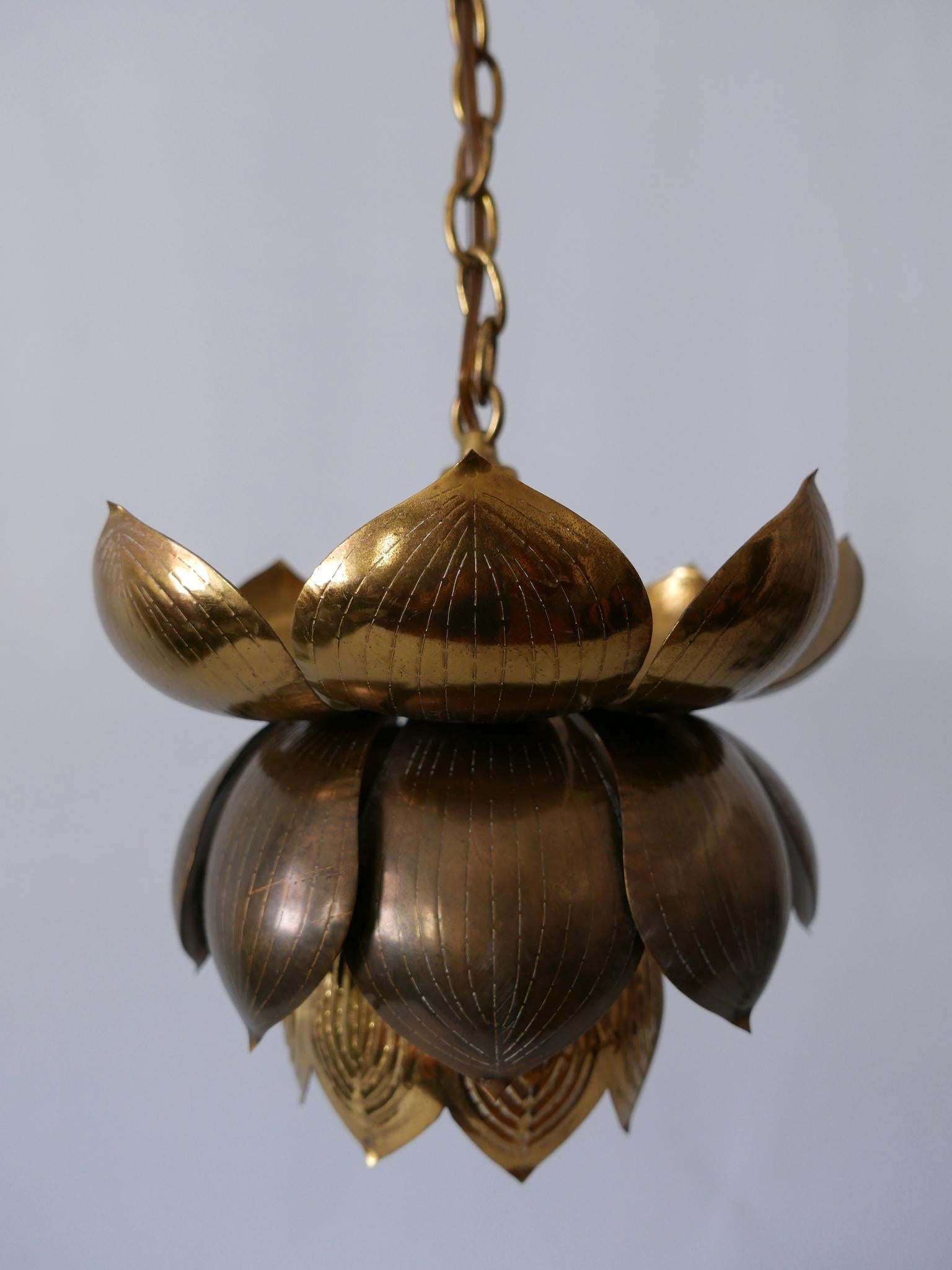 Amazing Mid-Century Modern Brass Lotus Pendant Lamp by Feldman Lighting, 1960s 4