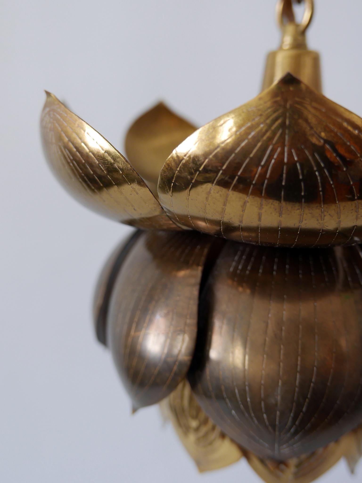 Amazing Mid-Century Modern Brass Lotus Pendant Lamp by Feldman Lighting, 1960s 10