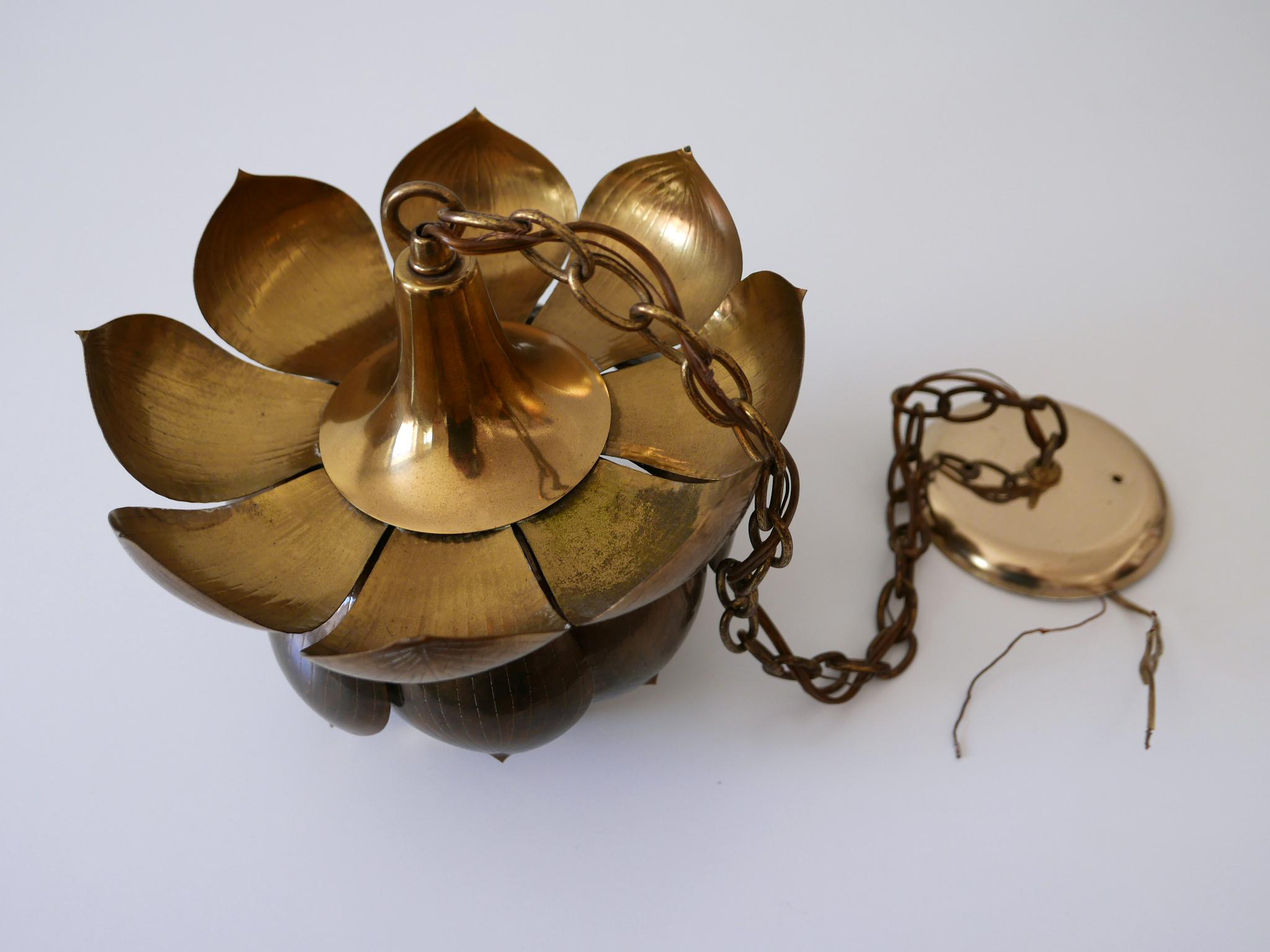 Amazing Mid-Century Modern Brass Lotus Pendant Lamp by Feldman Lighting, 1960s 11