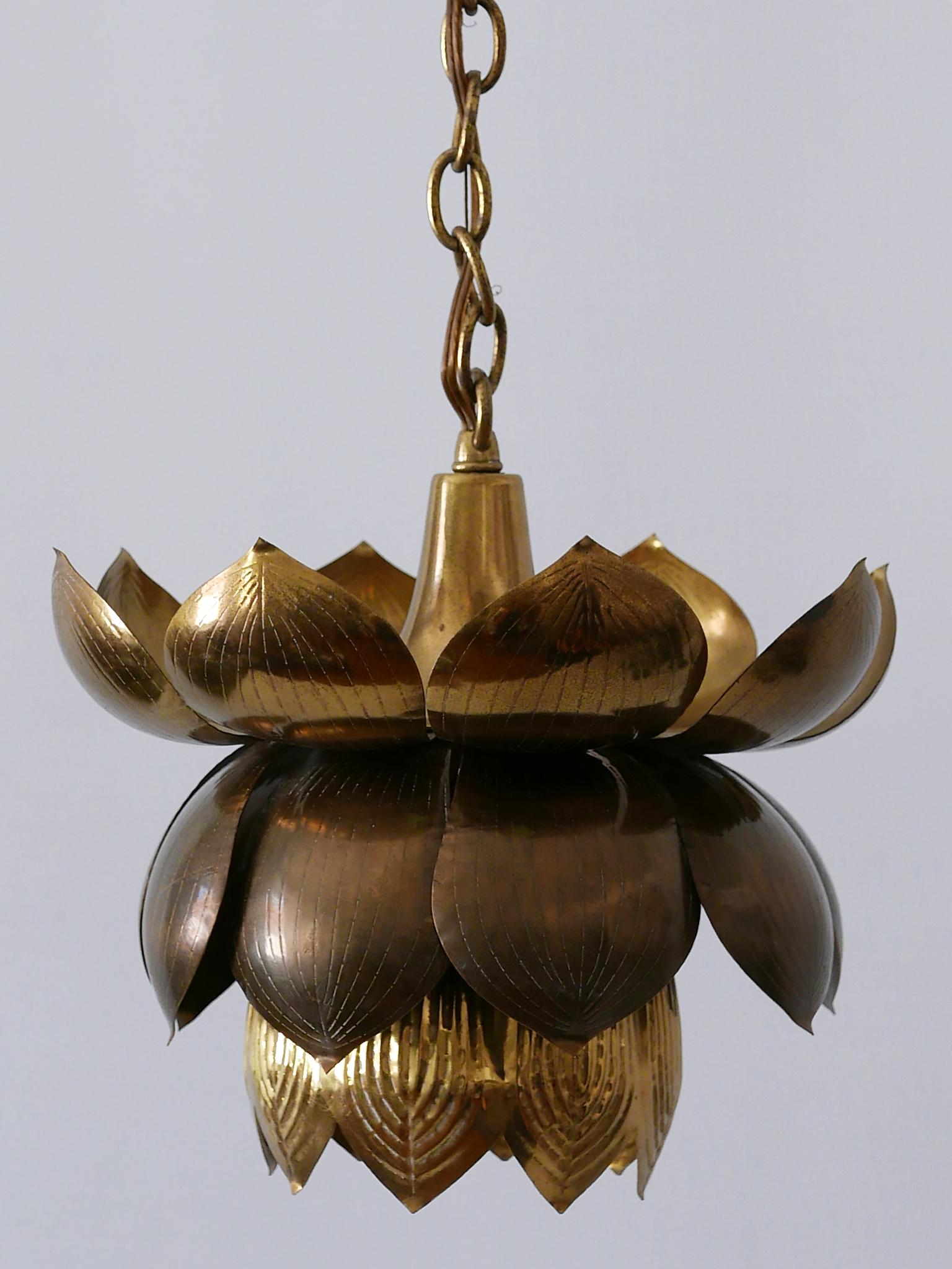 Mid-20th Century Amazing Mid-Century Modern Brass Lotus Pendant Lamp by Feldman Lighting, 1960s