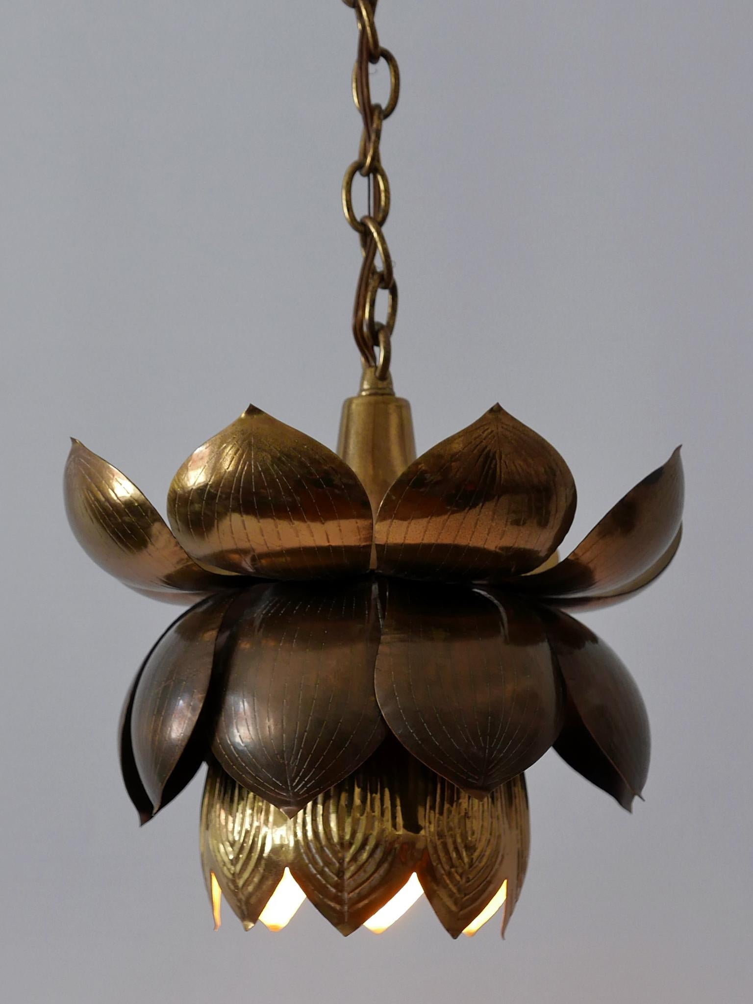 Amazing Mid-Century Modern Brass Lotus Pendant Lamp by Feldman Lighting, 1960s 1
