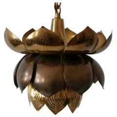 Amazing Mid-Century Modern Brass Lotus Pendant Lamp by Feldman Lighting, 1960s