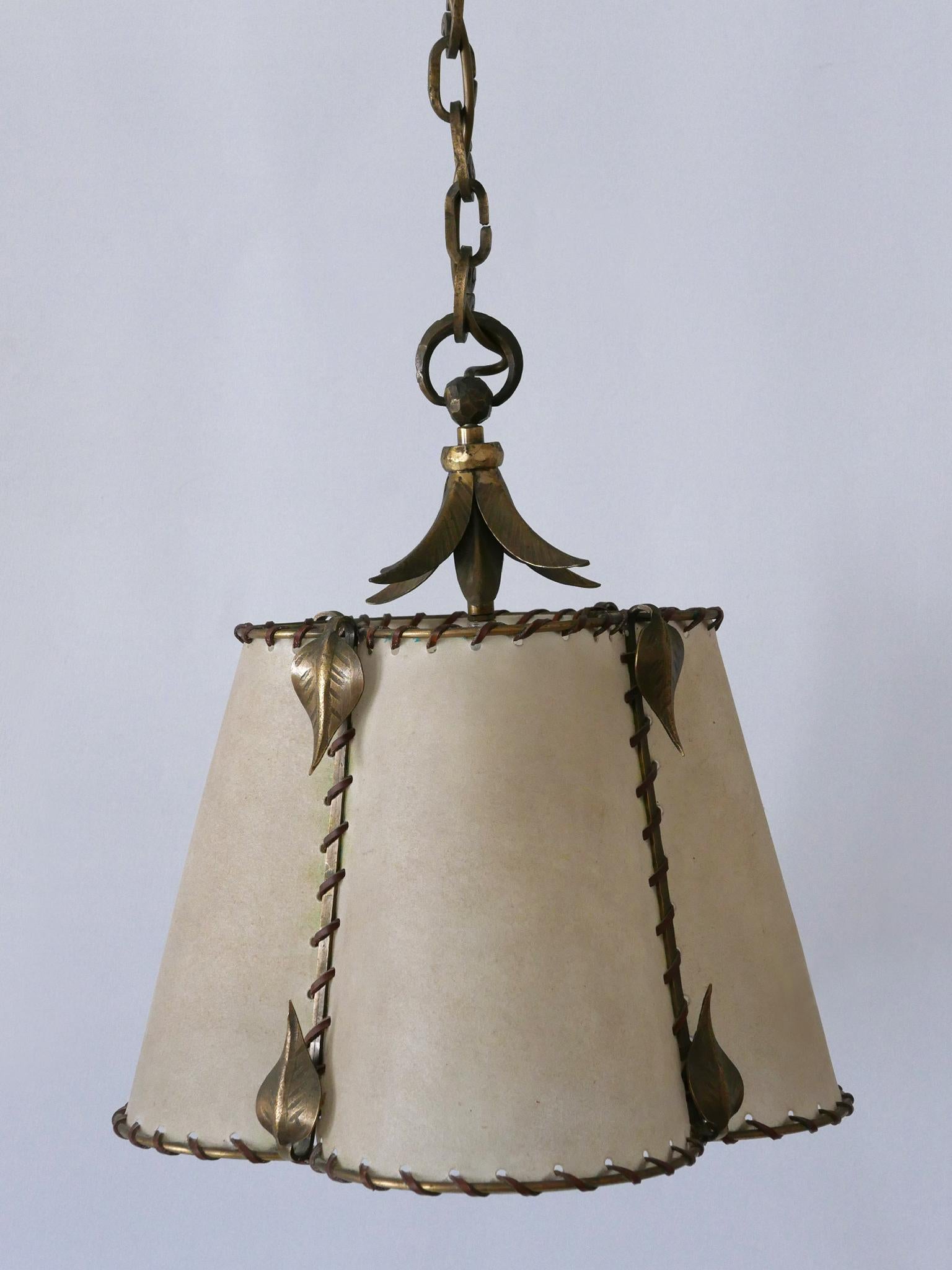 Amazing Mid Century Modern Brass & Parchment Pendant Lamp Germany 1960s For Sale 7
