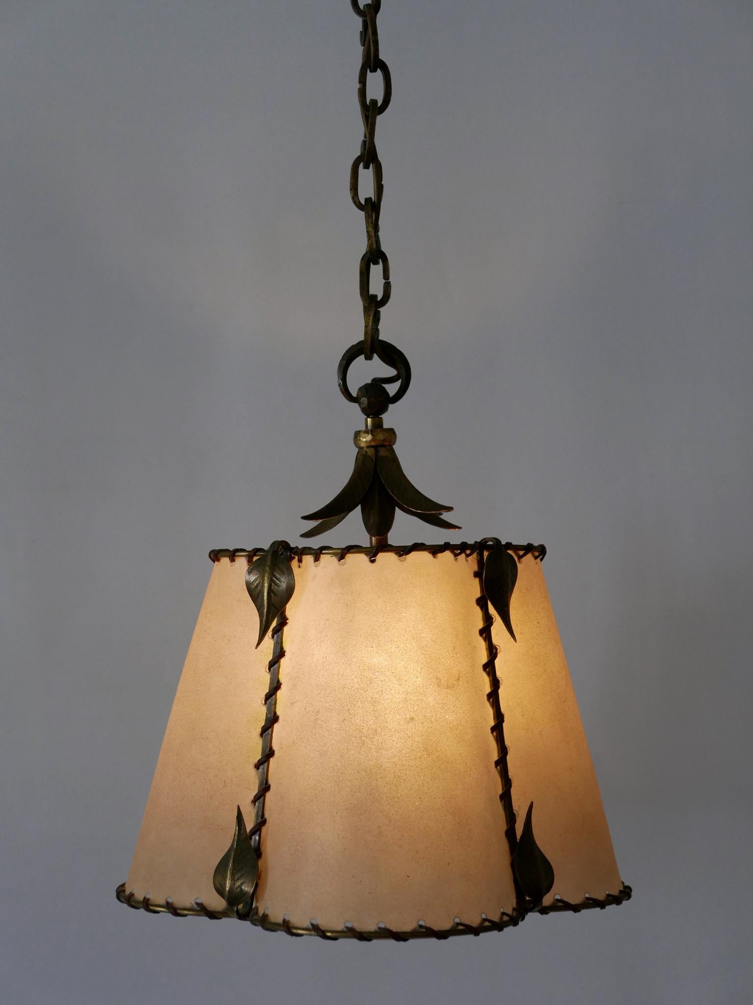 Amazing Mid Century Modern Brass & Parchment Pendant Lamp Germany 1960s For Sale 8