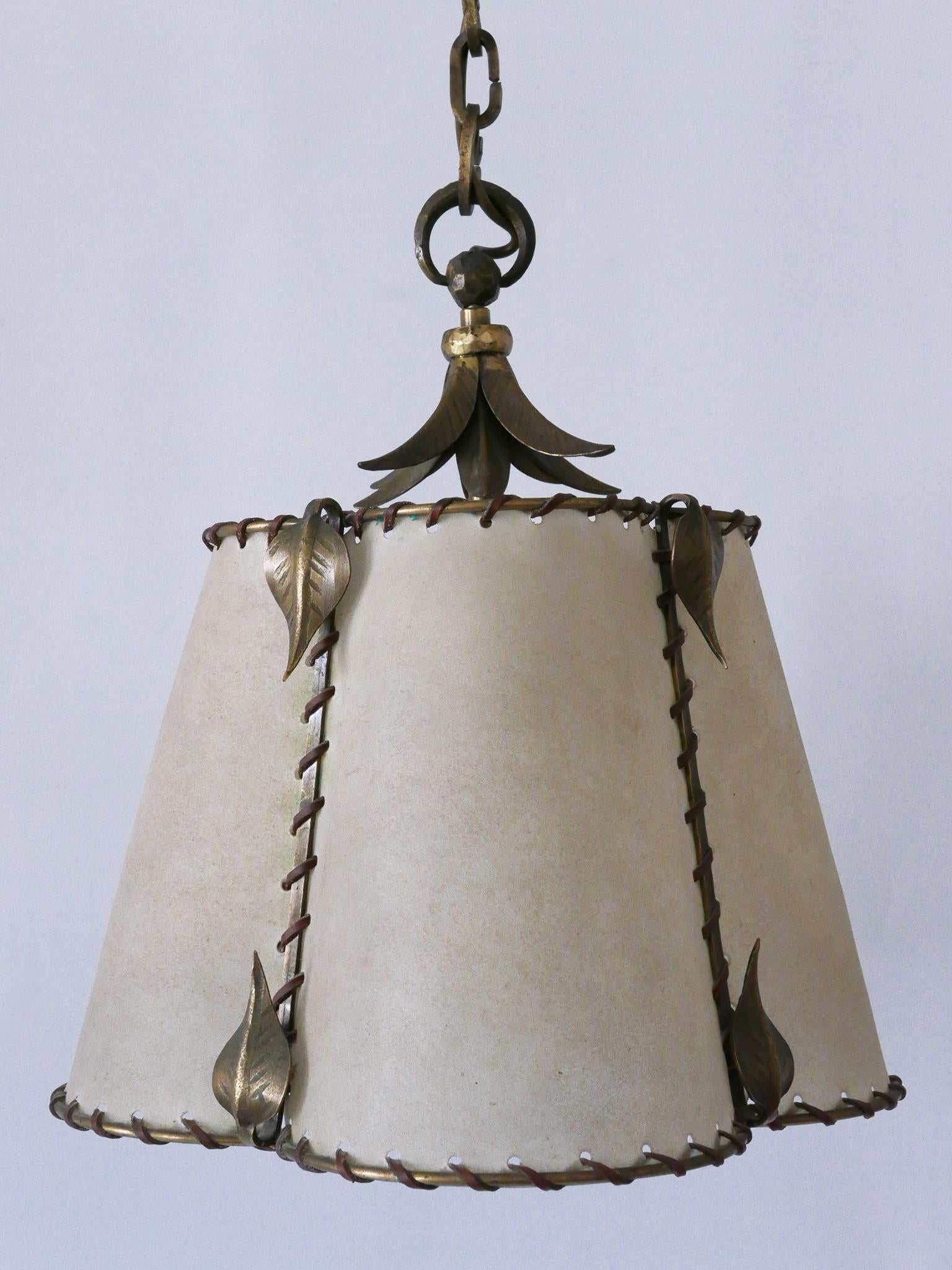 Amazing Mid Century Modern Brass & Parchment Pendant Lamp Germany 1960s For Sale 9
