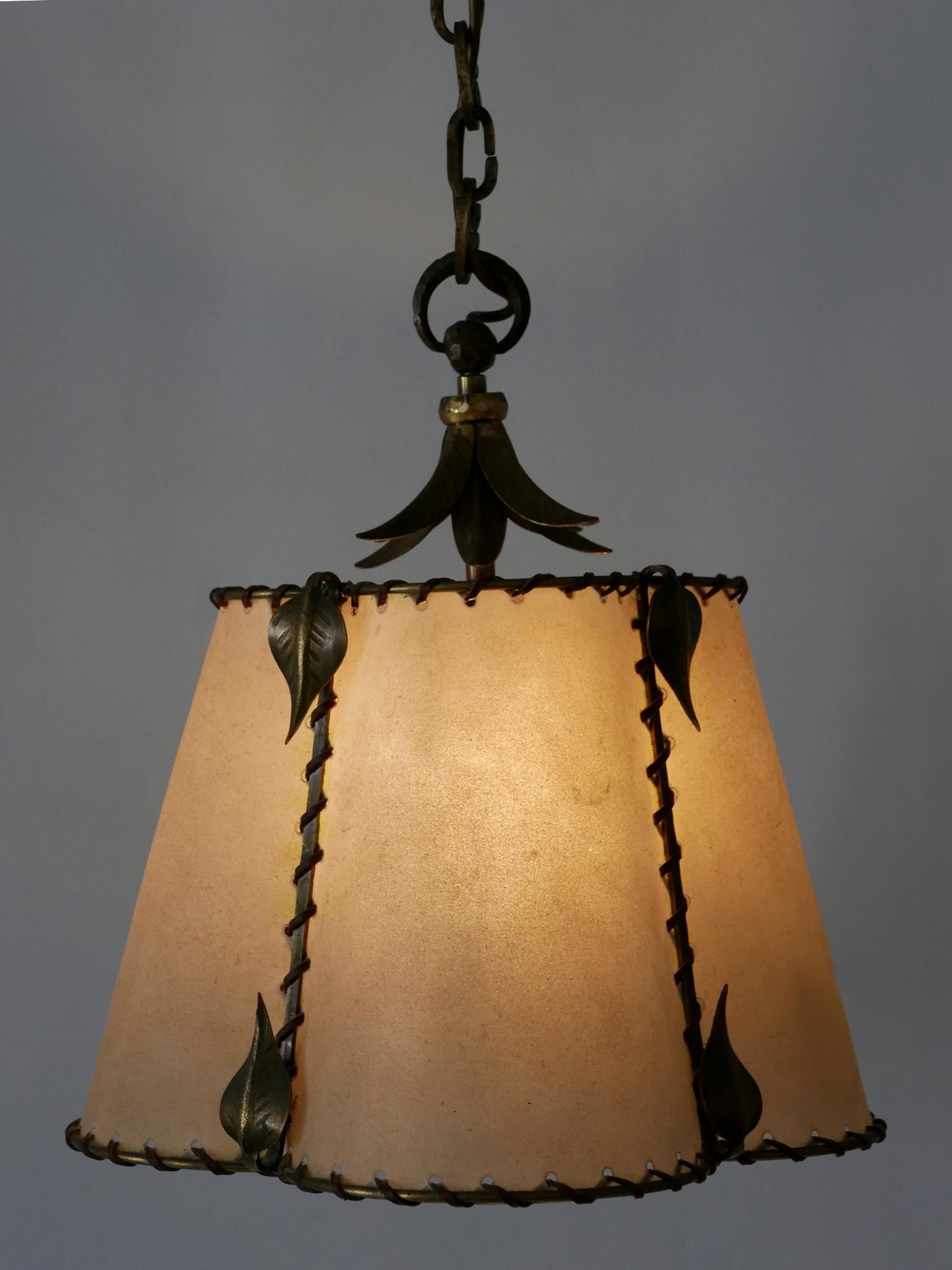 Amazing Mid Century Modern Brass & Parchment Pendant Lamp Germany 1960s For Sale 10