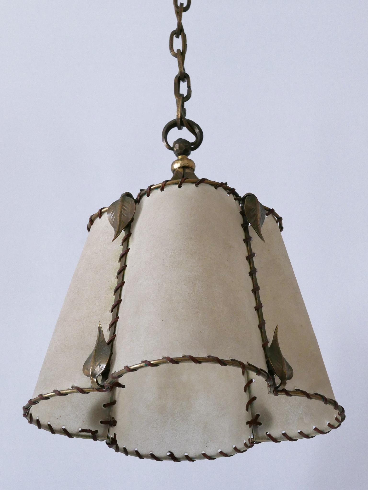 Amazing Mid Century Modern Brass & Parchment Pendant Lamp Germany 1960s For Sale 12