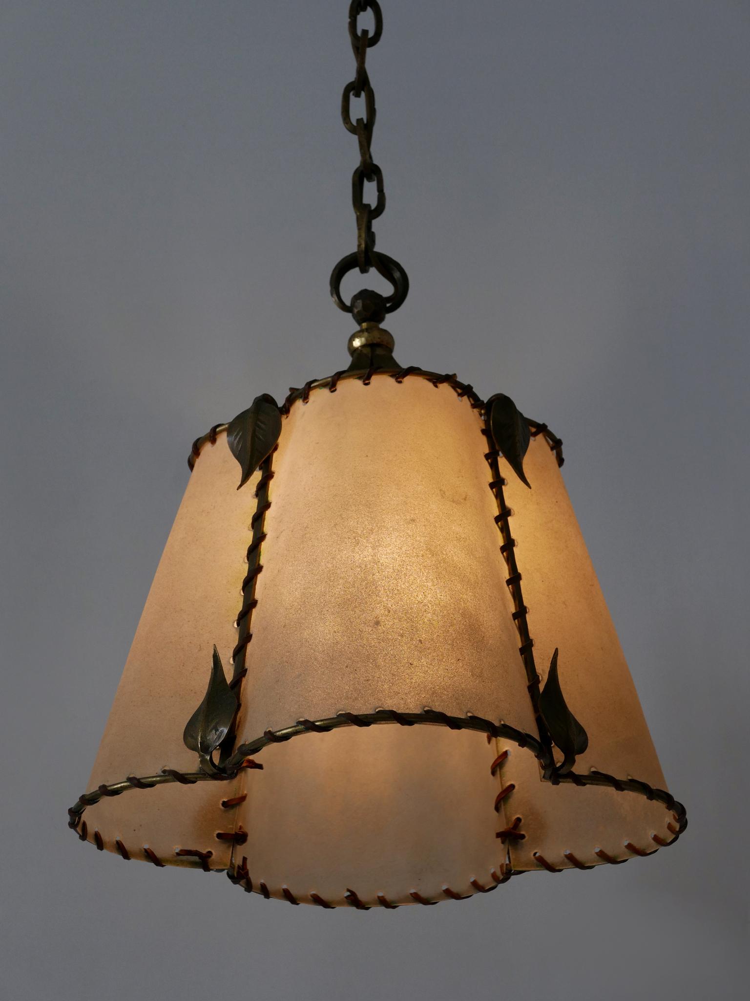 Amazing Mid Century Modern Brass & Parchment Pendant Lamp Germany 1960s For Sale 13