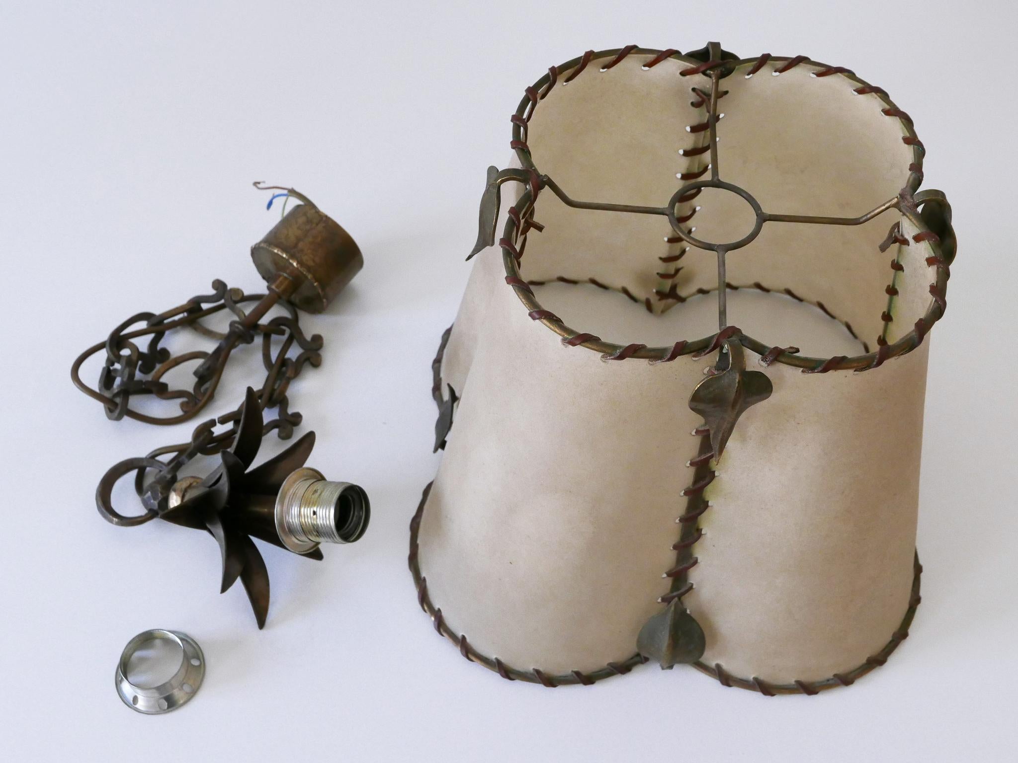 Amazing Mid Century Modern Brass & Parchment Pendant Lamp Germany 1960s For Sale 15