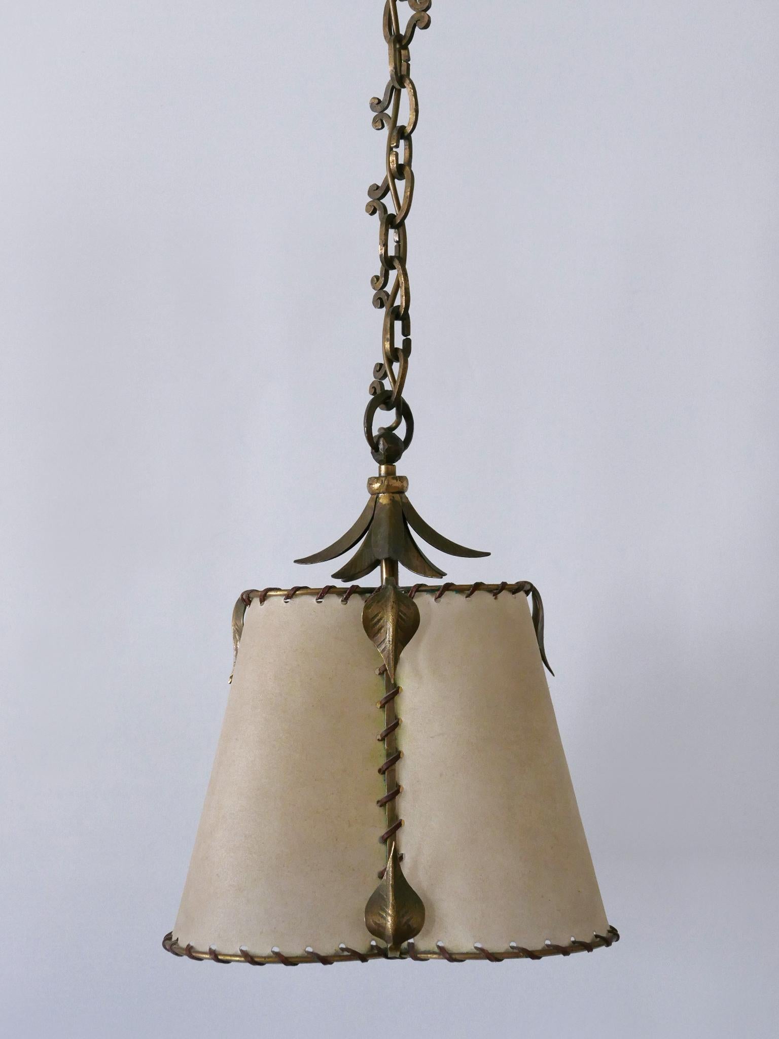 Mid-Century Modern Amazing Mid Century Modern Brass & Parchment Pendant Lamp Germany 1960s For Sale