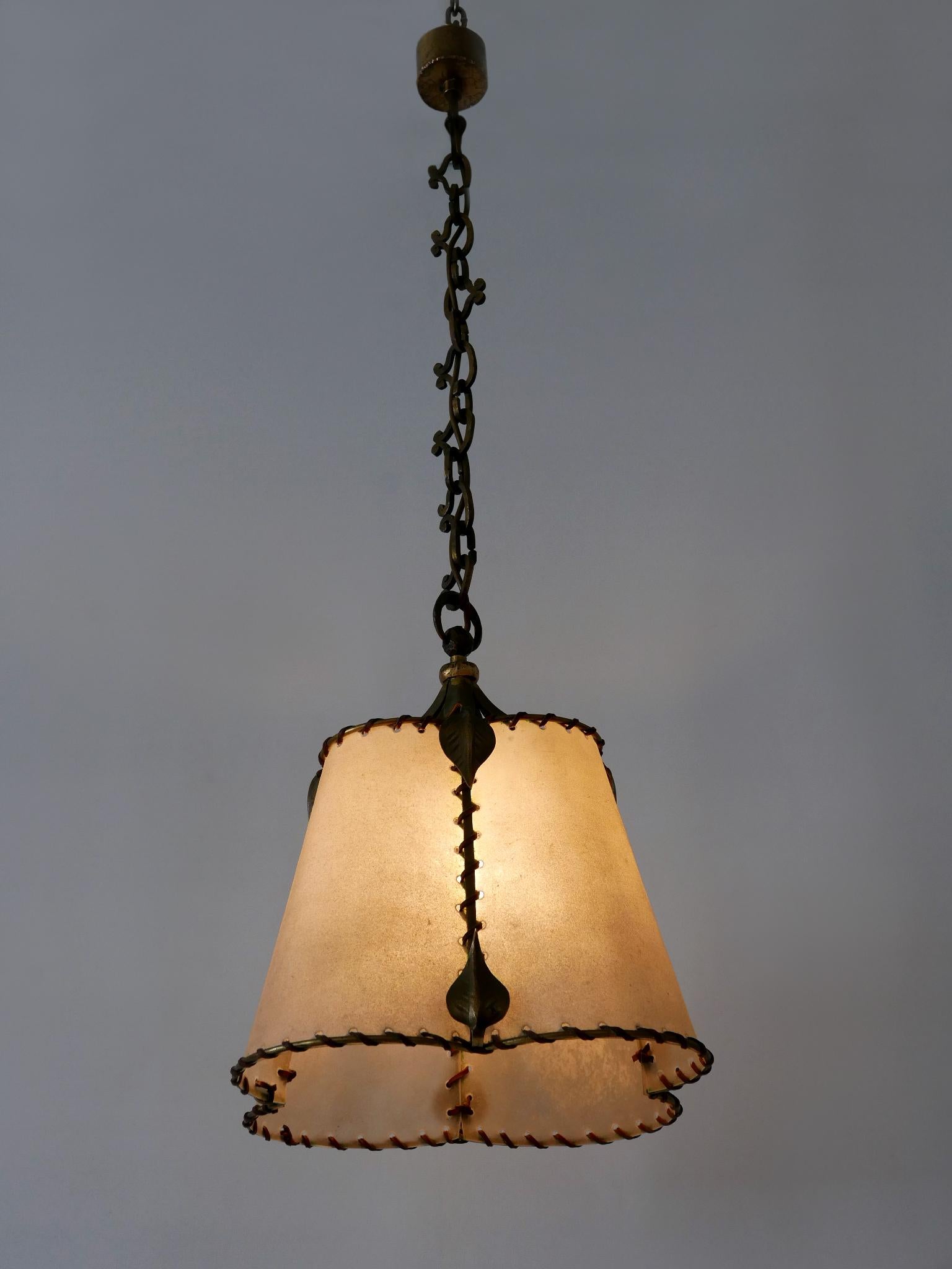 Amazing Mid Century Modern Brass & Parchment Pendant Lamp Germany 1960s For Sale 2