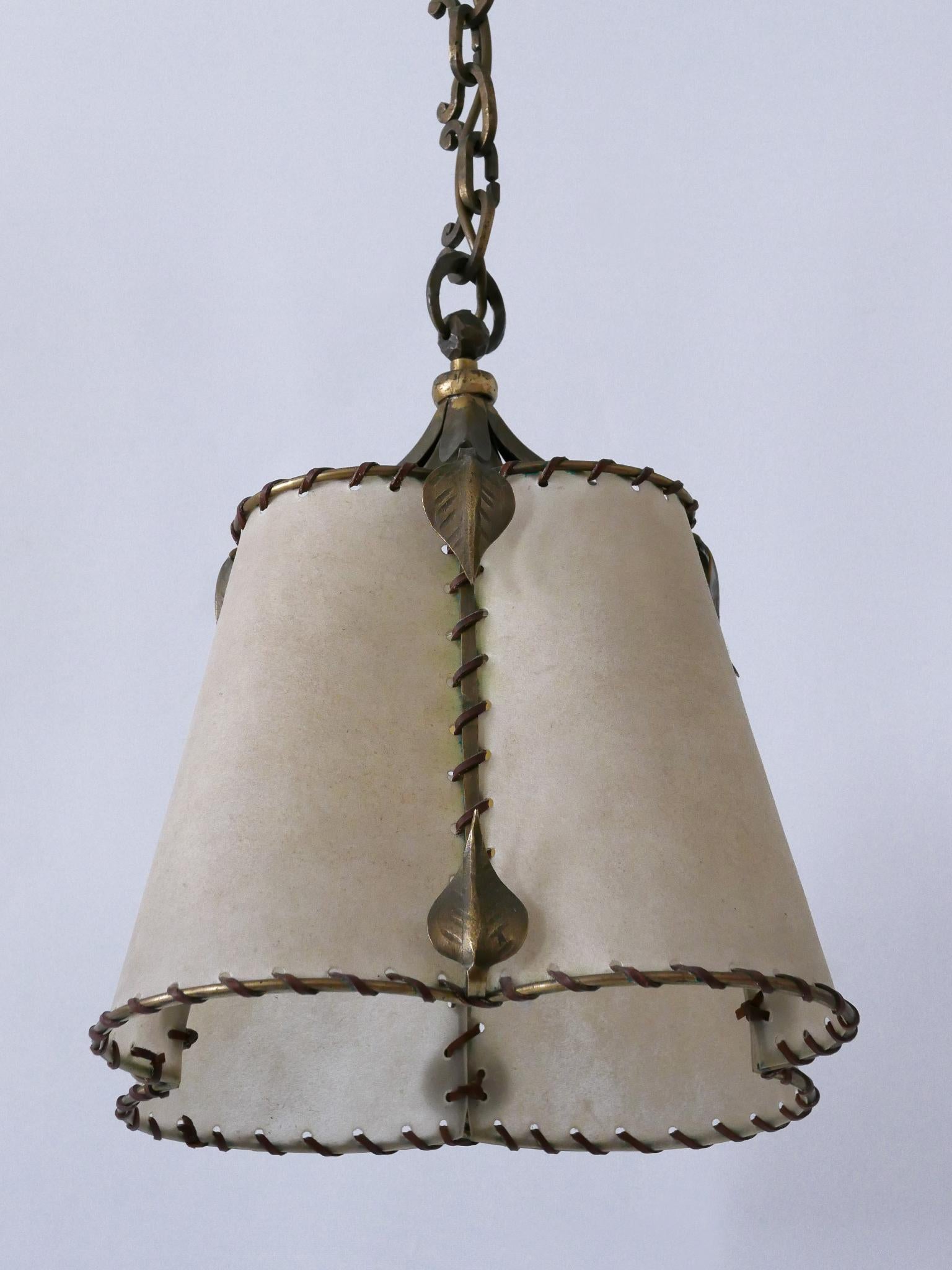 Amazing Mid Century Modern Brass & Parchment Pendant Lamp Germany 1960s For Sale 3