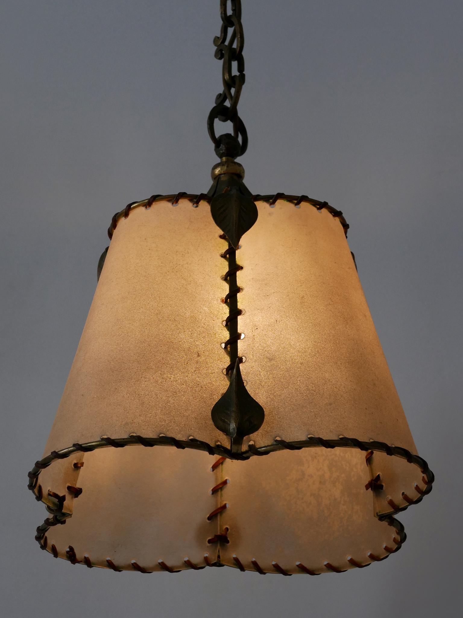 Amazing Mid Century Modern Brass & Parchment Pendant Lamp Germany 1960s For Sale 4