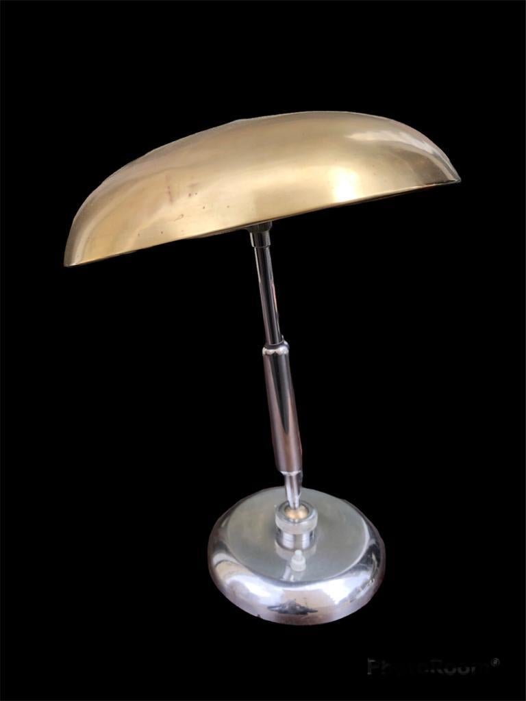Incroyable lampe de bureau Giovanni Michelucci en chrome et laiton, mi-siècle moderne en vente 4