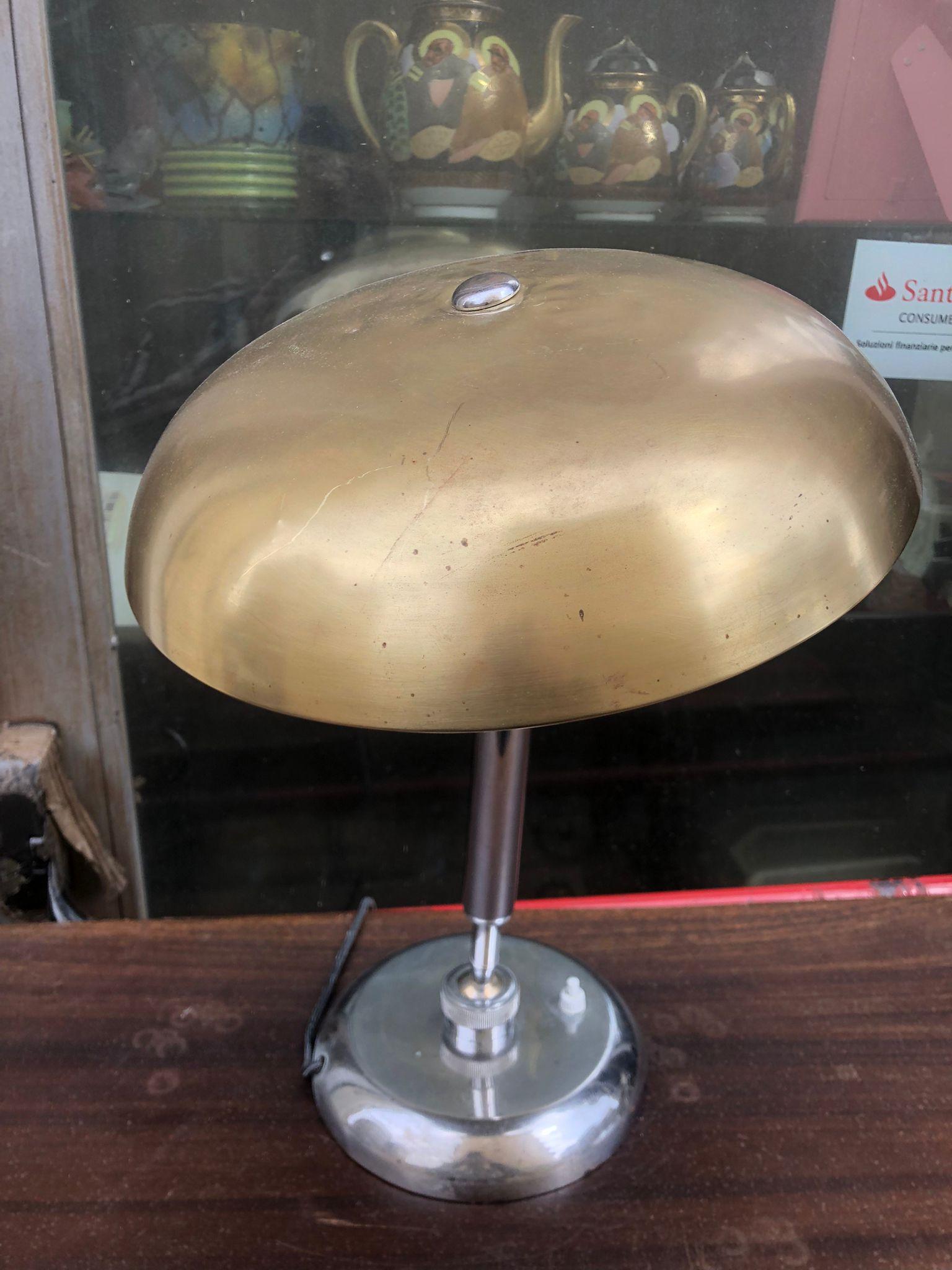Italian Amazing, Mid-Century Modern Chrome and Brass Giovanni Michelucci Table Lamp For Sale