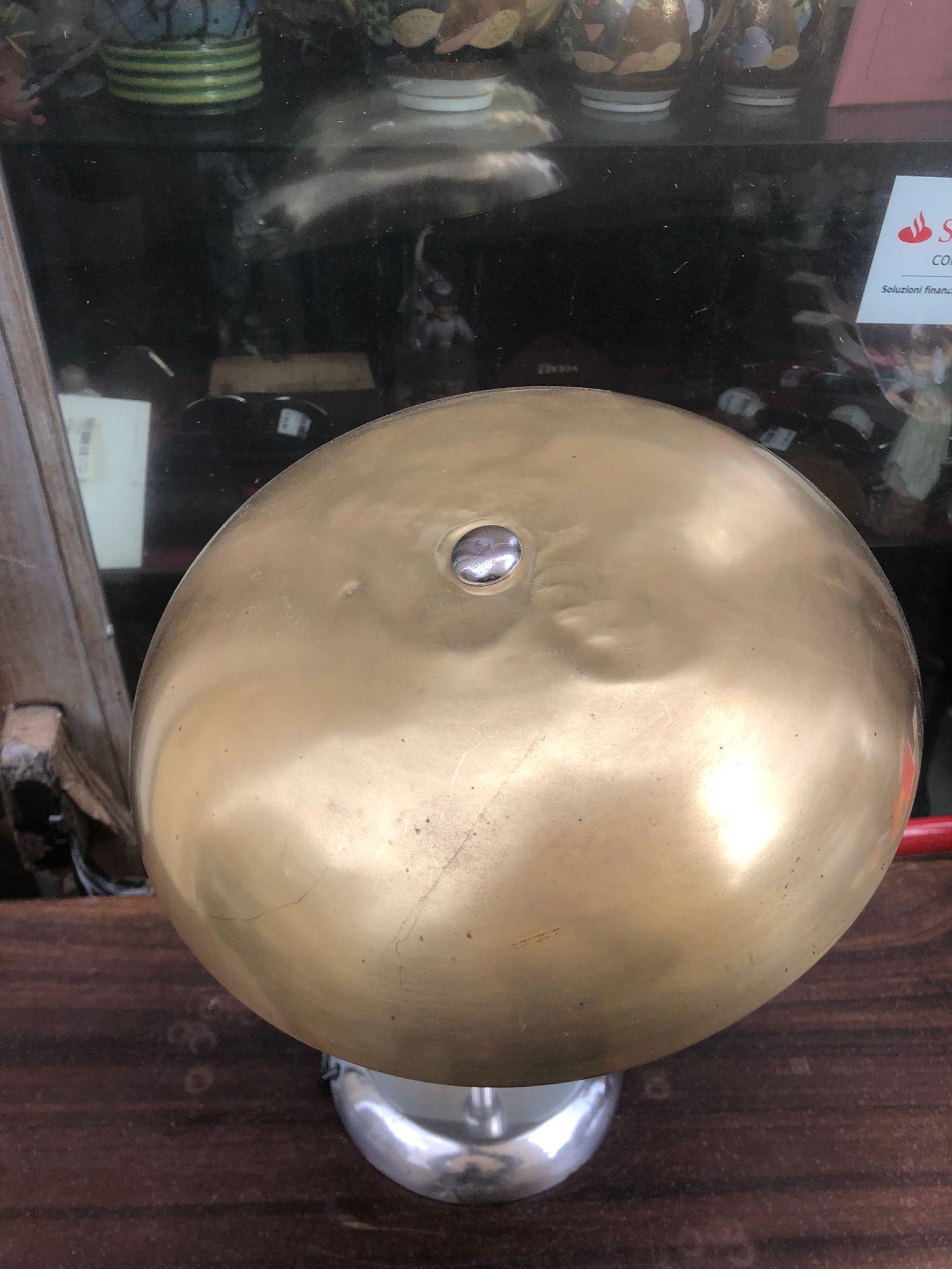 Amazing, Mid-Century Modern Chrome and Brass Giovanni Michelucci Table Lamp In Good Condition For Sale In Catania, IT