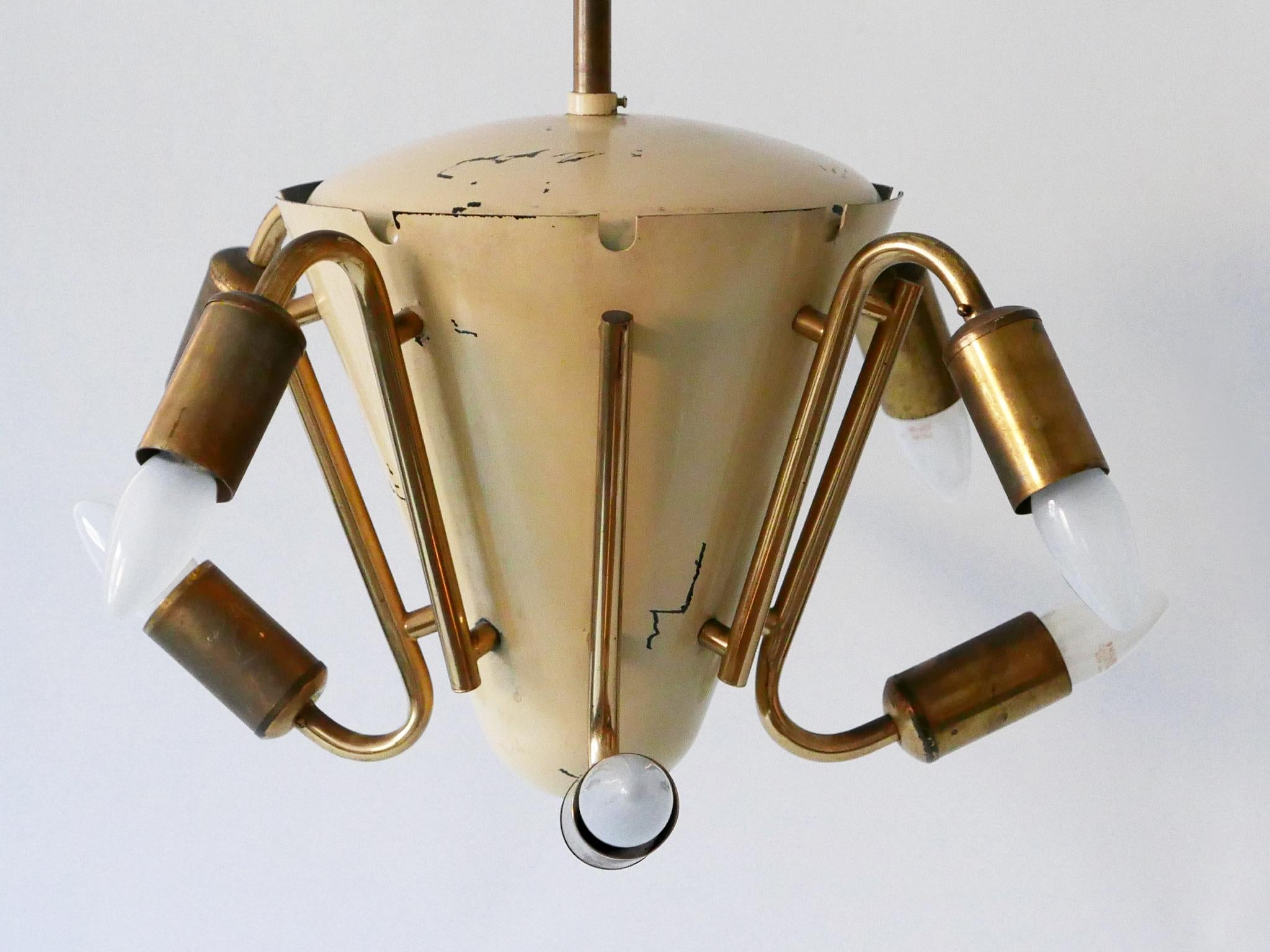 Enameled Amazing Mid-Century Modern Eight-Armed Sputnik Chandelier or Pendant Lamp, 1950s For Sale