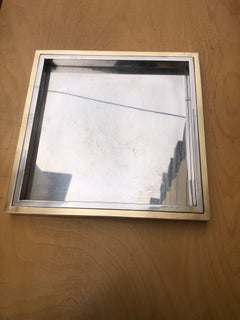 Magnifique plateau carré Romeo Rega en métal et laiton, Italie, 1970